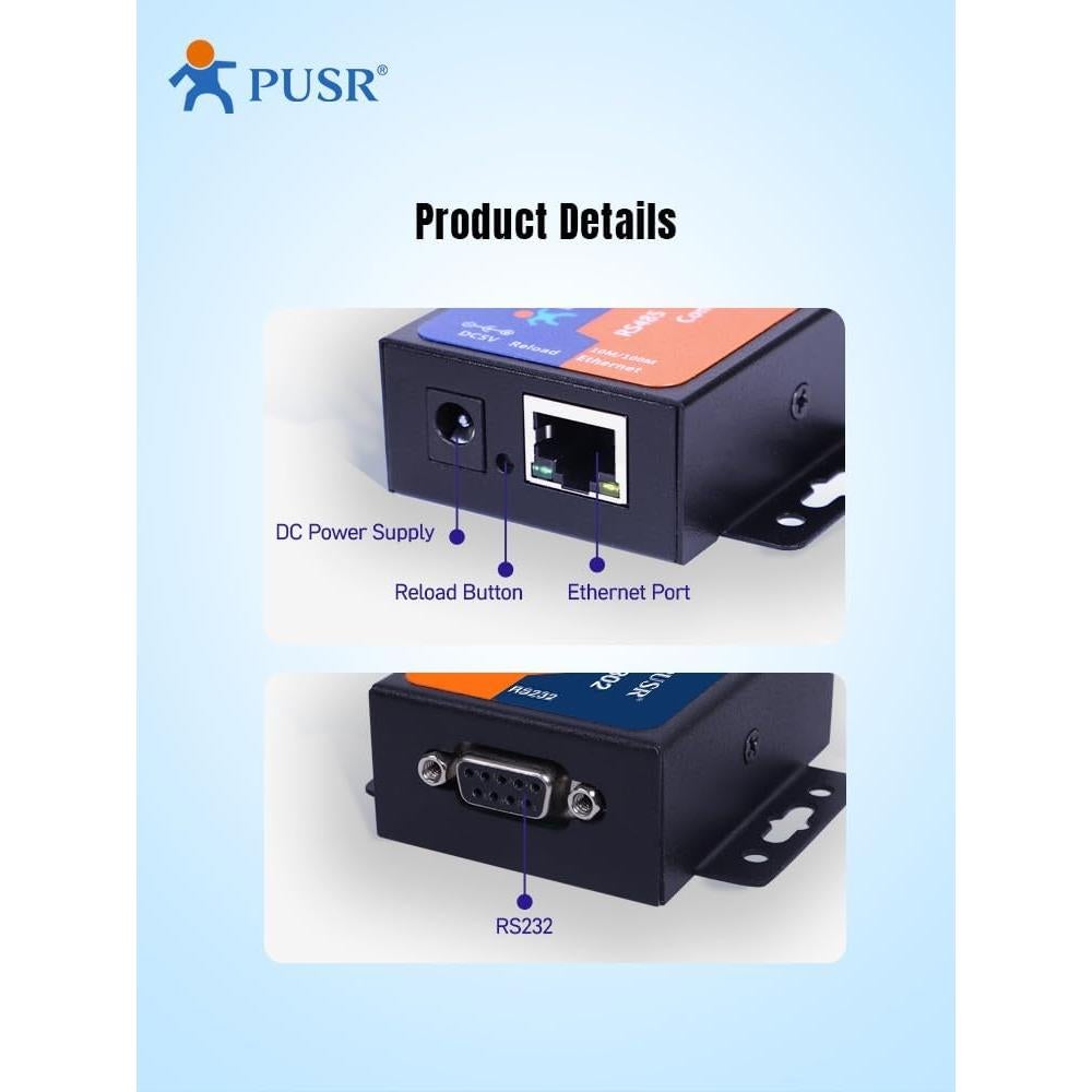 Convertidor RS232 a Ethernet USR-TCP232-302 con Modbus y DNS