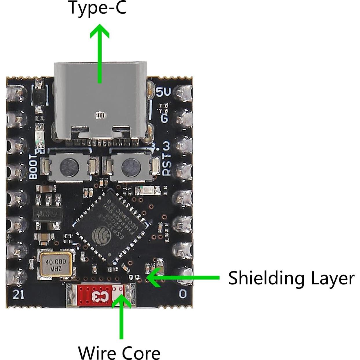 Placa de Desarrollo Mini ESP32-C3 DORHEA 2 Pcs WiFi Bluetooth