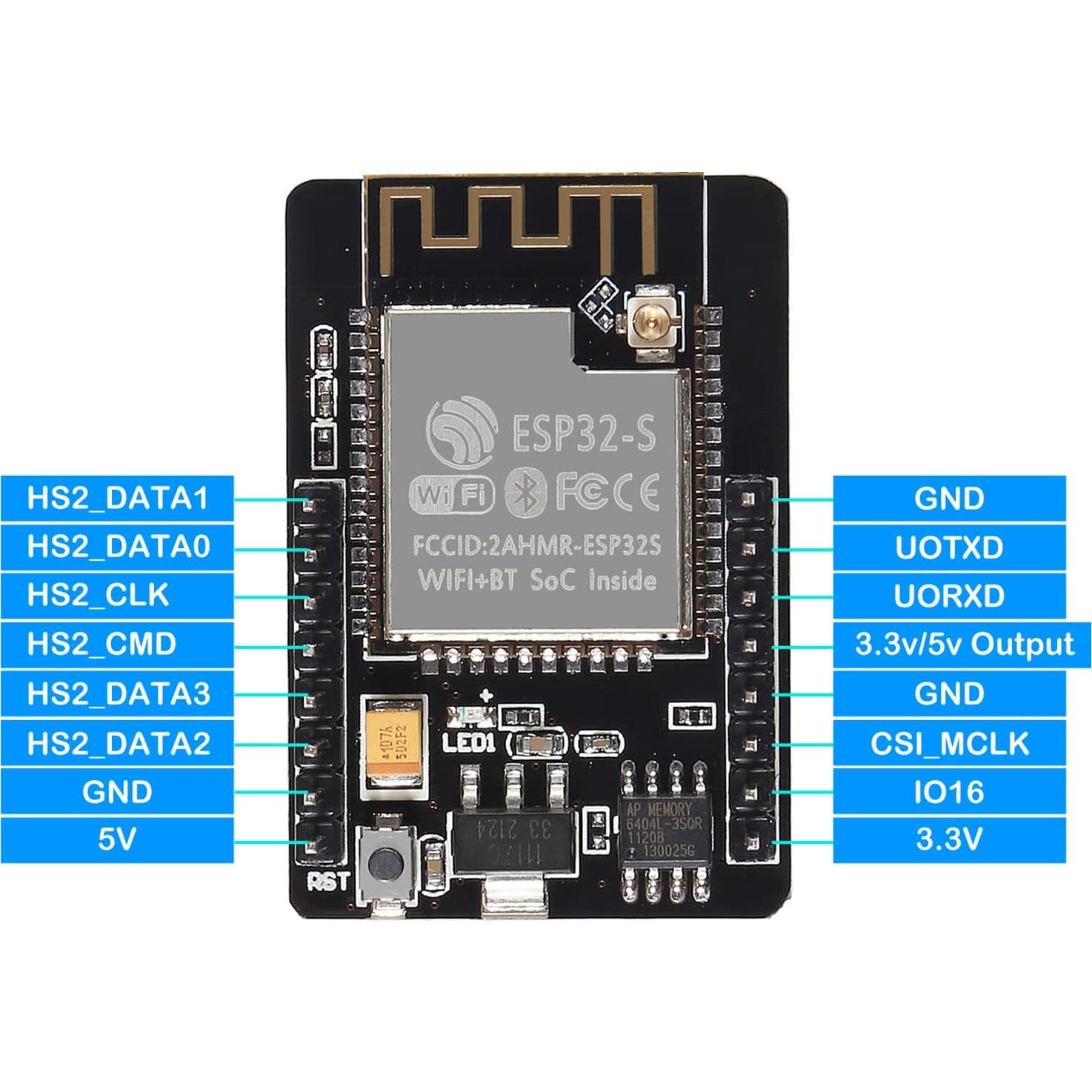 Placa de Desarrollo ESP32-CAM AEDIKO 2.4GHz con Cámara OV2640