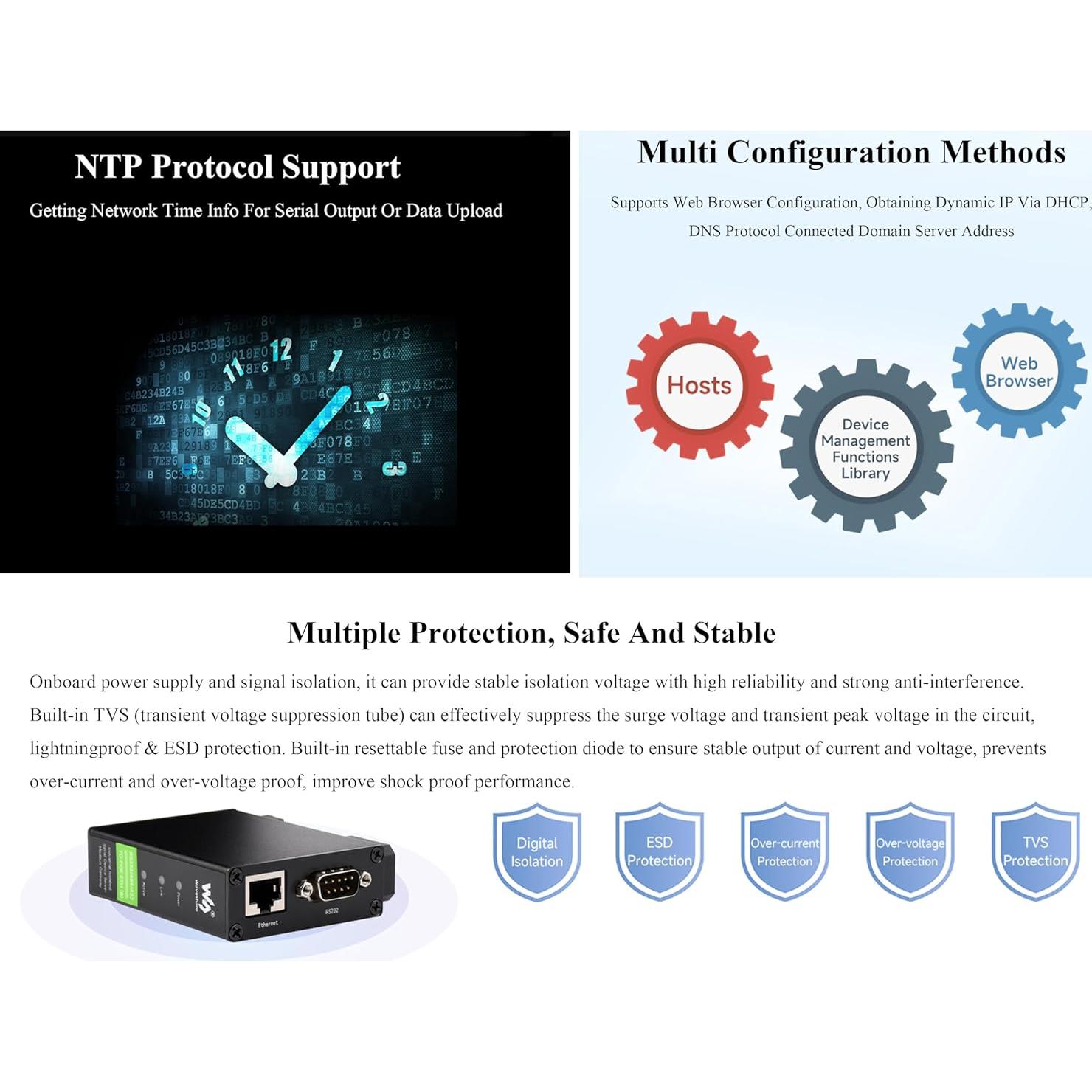 Convertidor RS232/485/422 a RJ45 UeeKKoo POE Industrial