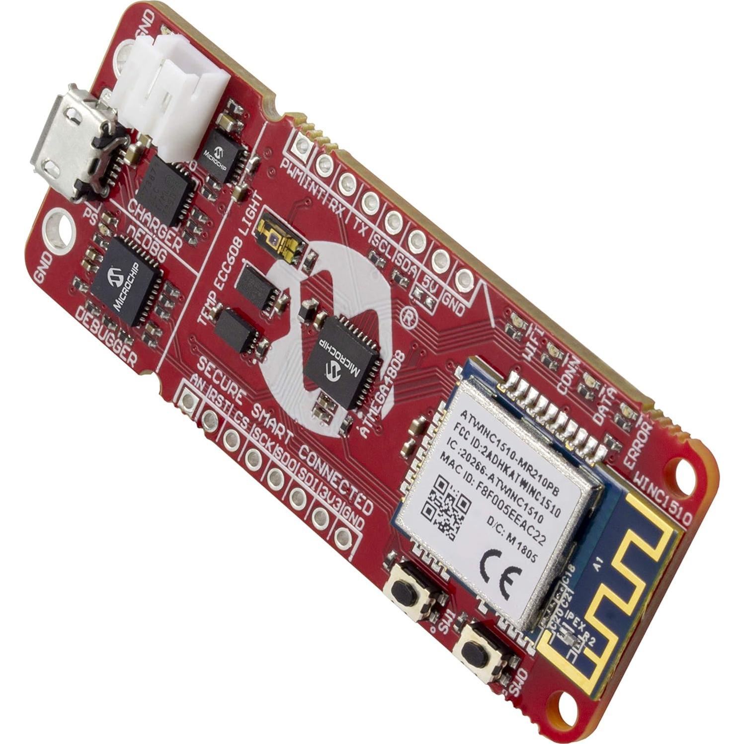 MICROCHIP AC164160 - AVR-IoT WG Evaluation Board with Wi-Fi, USB, GPIO, Debugger, Temperature Sensor, Light Sensor