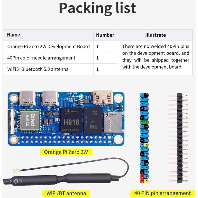 Orange Pi Zero 2W 1GB LPDDR4 Cuádruple Núcleo 4K HDMI
