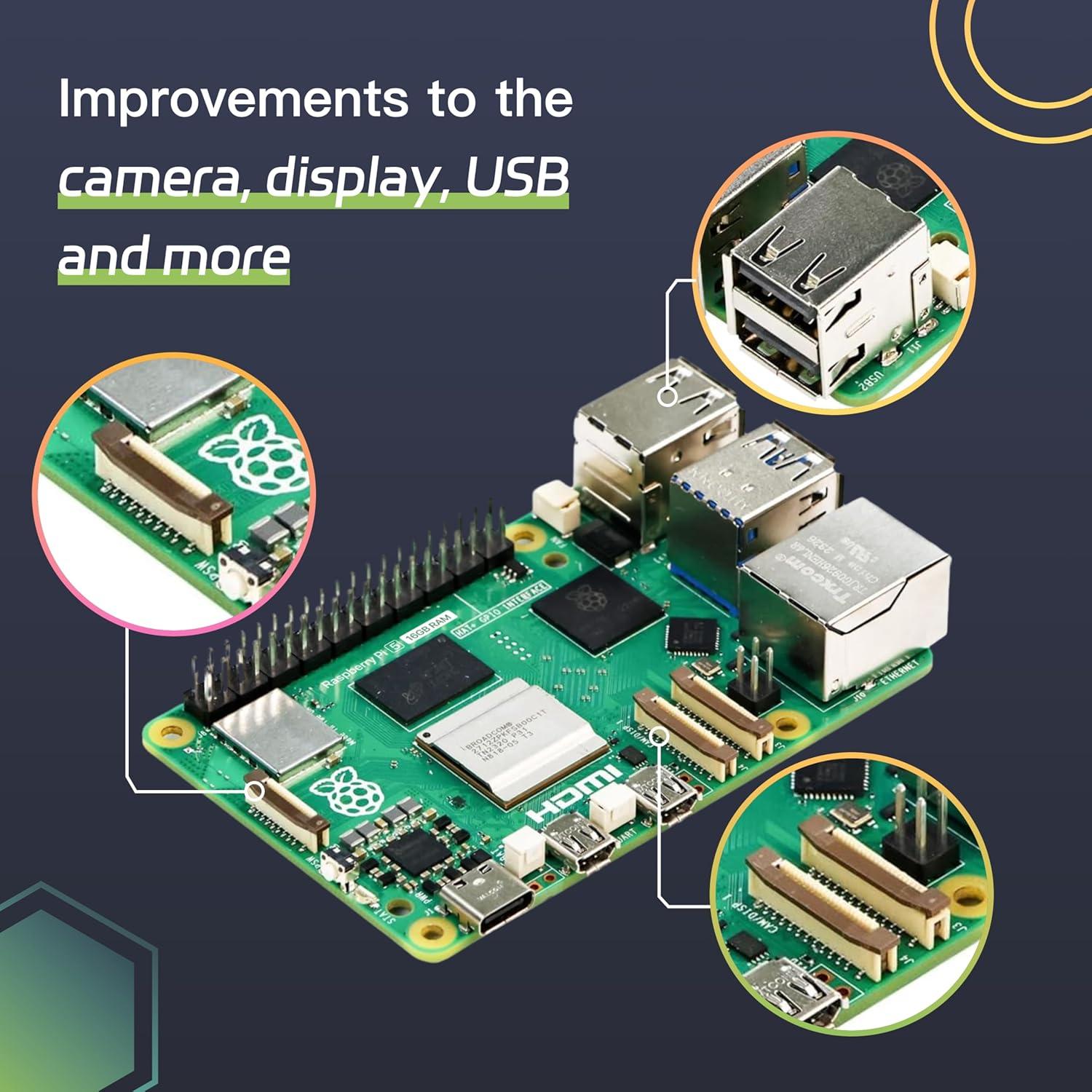 Raspberry Pi 5 iRasptek 16GB RAM Placa Única Avanzada