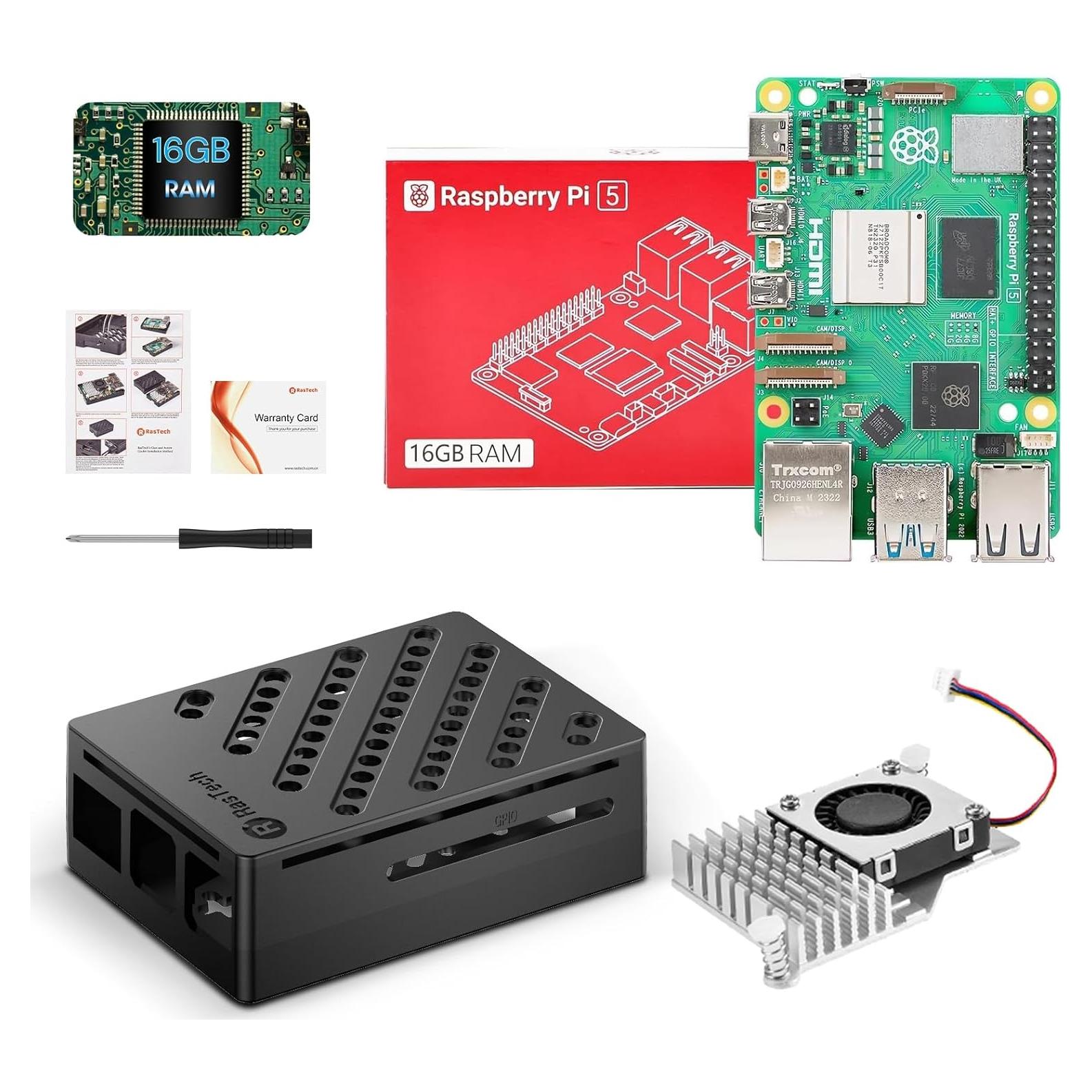 Kit Raspberry Pi 5 16GB RAM RasTech con Enfriador y Caja