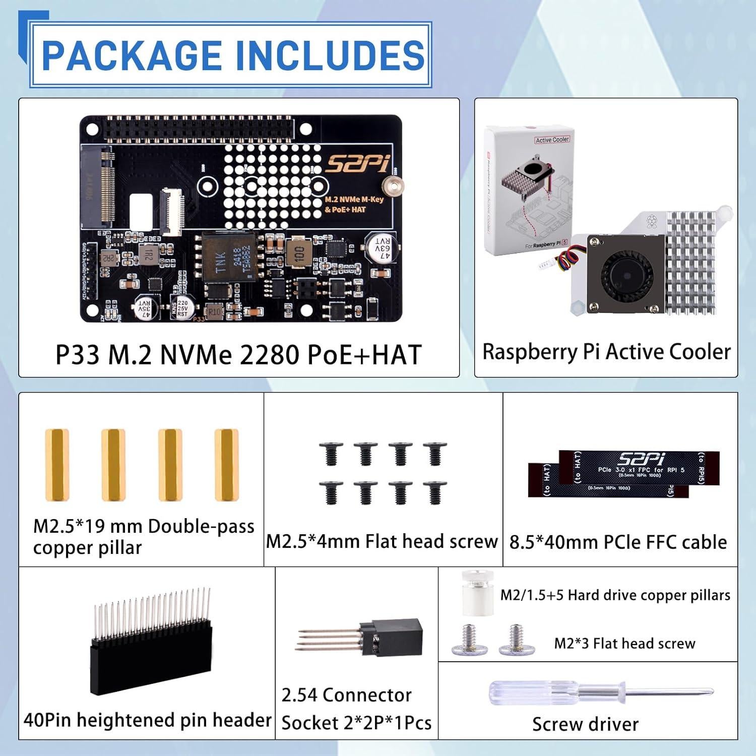 GeeekPi P33 HAT PoE+ para Raspberry Pi 5 con enfriador activo