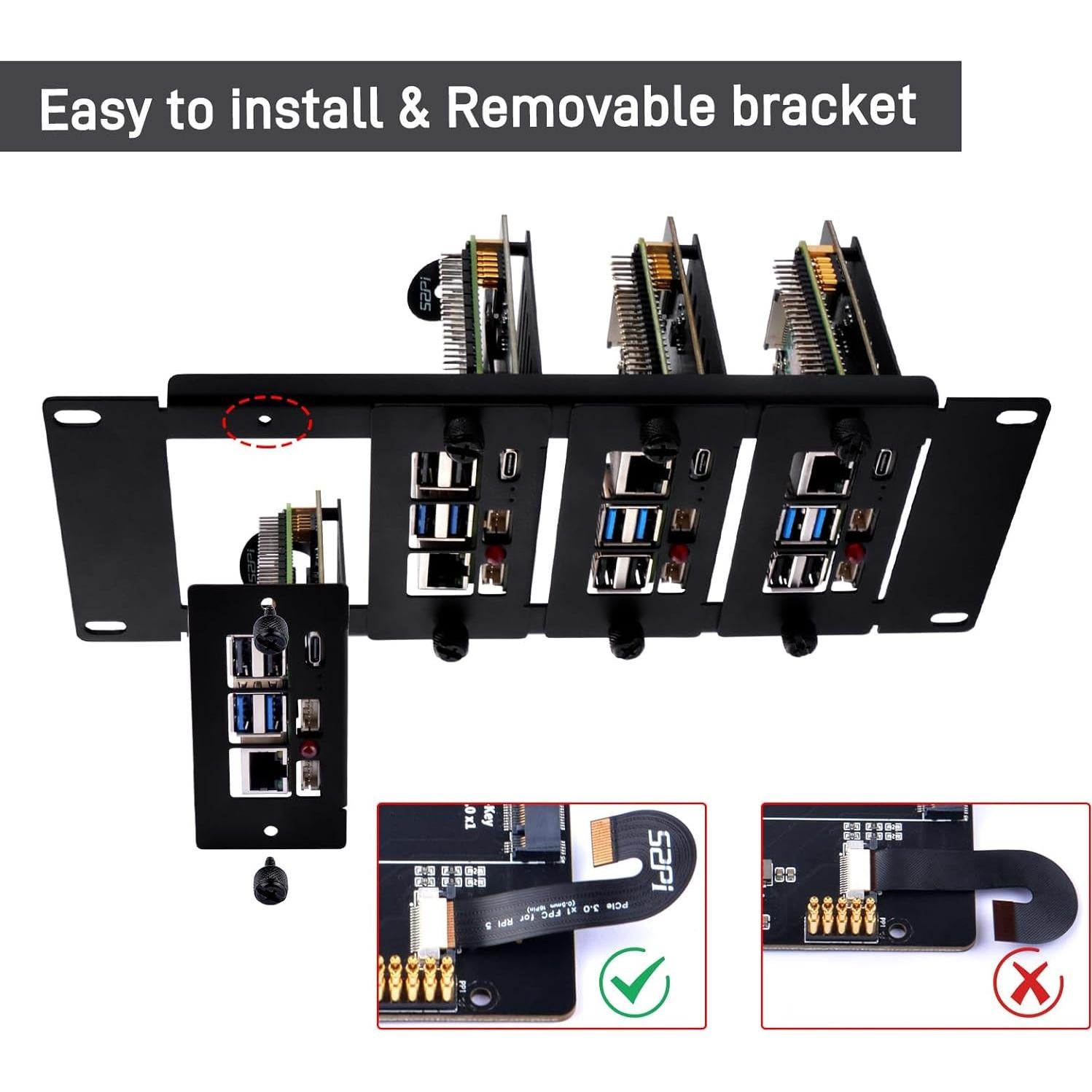 Soporte de Rack 2U GeeekPi para Raspberry Pi 5 con Adaptadores M.2 NVMe