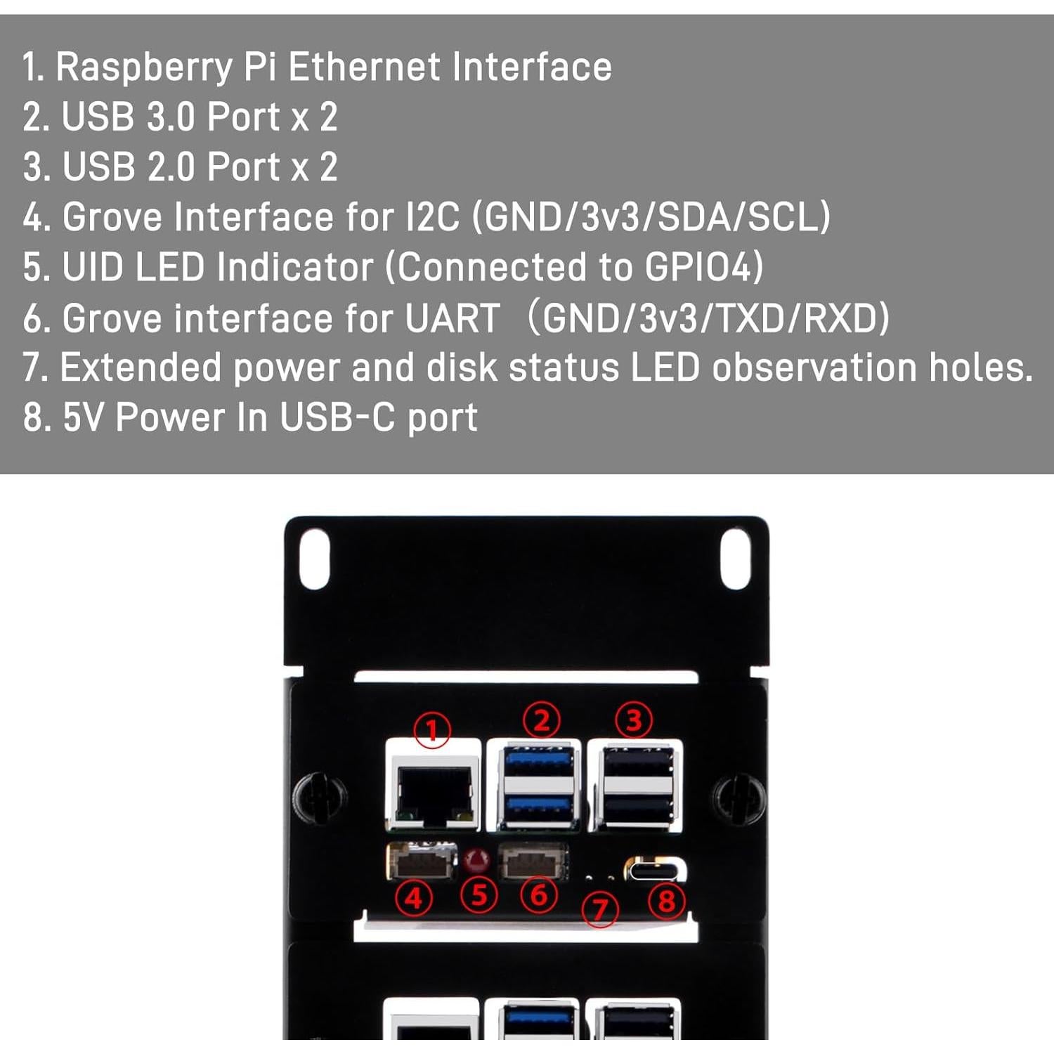 Soporte de Rack 2U GeeekPi para Raspberry Pi 5 con Adaptadores M.2 NVMe
