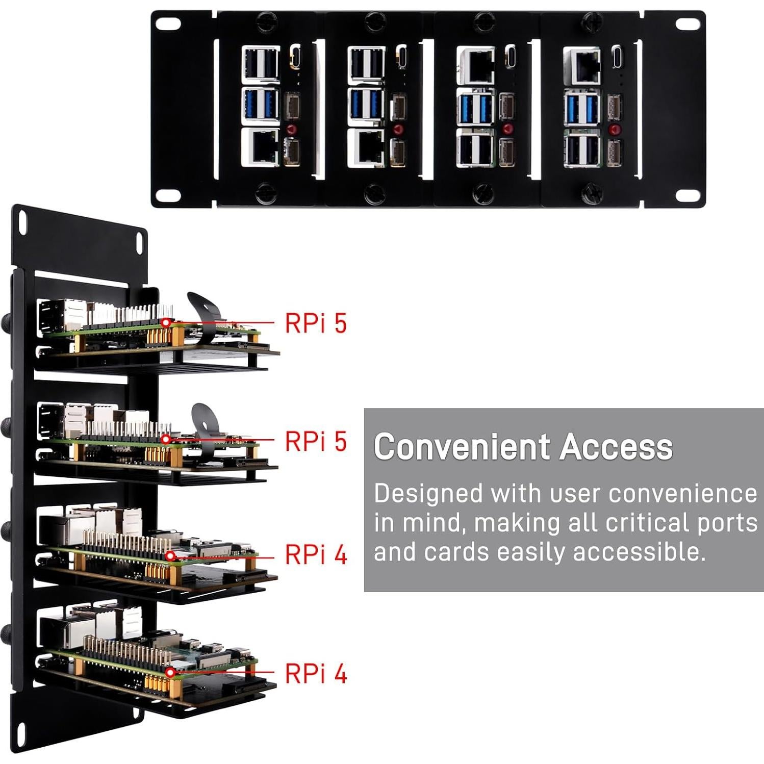 Soporte de Rack 2U GeeekPi para Raspberry Pi 5 con Adaptadores M.2 NVMe