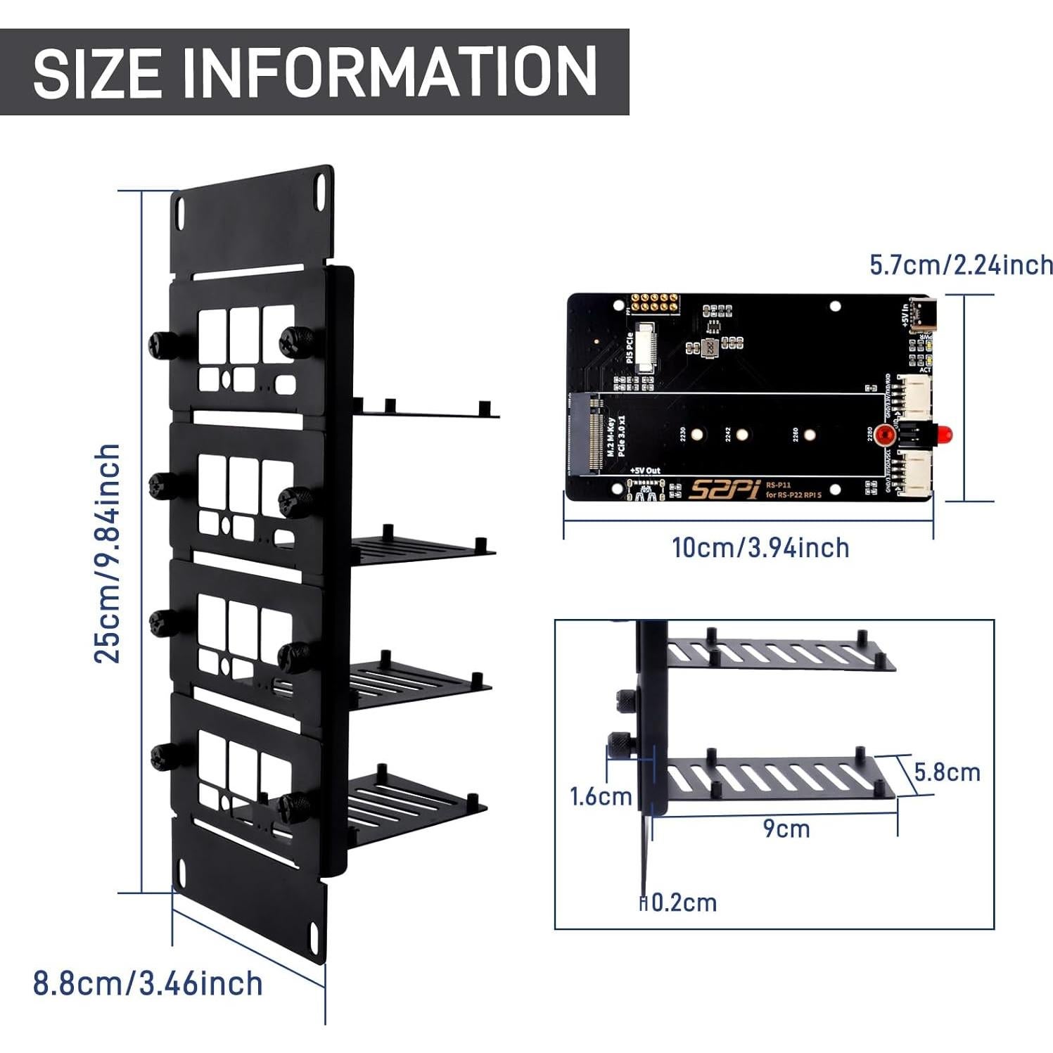 Soporte de Rack 2U GeeekPi para Raspberry Pi 5 con Adaptadores M.2 NVMe