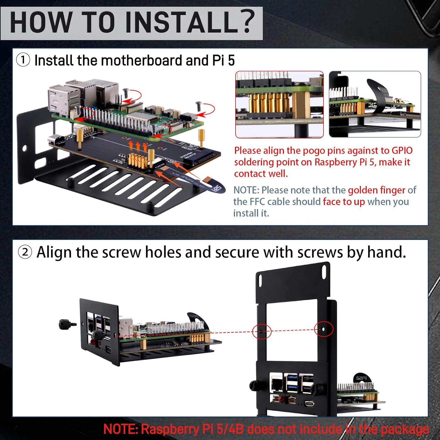 Soporte de Rack 2U GeeekPi para Raspberry Pi 5 con Adaptadores M.2 NVMe