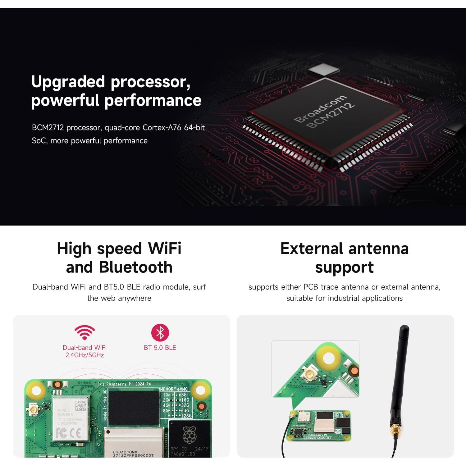 Módulo de Computación Waveshare CM5008032 8GB RAM 32GB eMMC