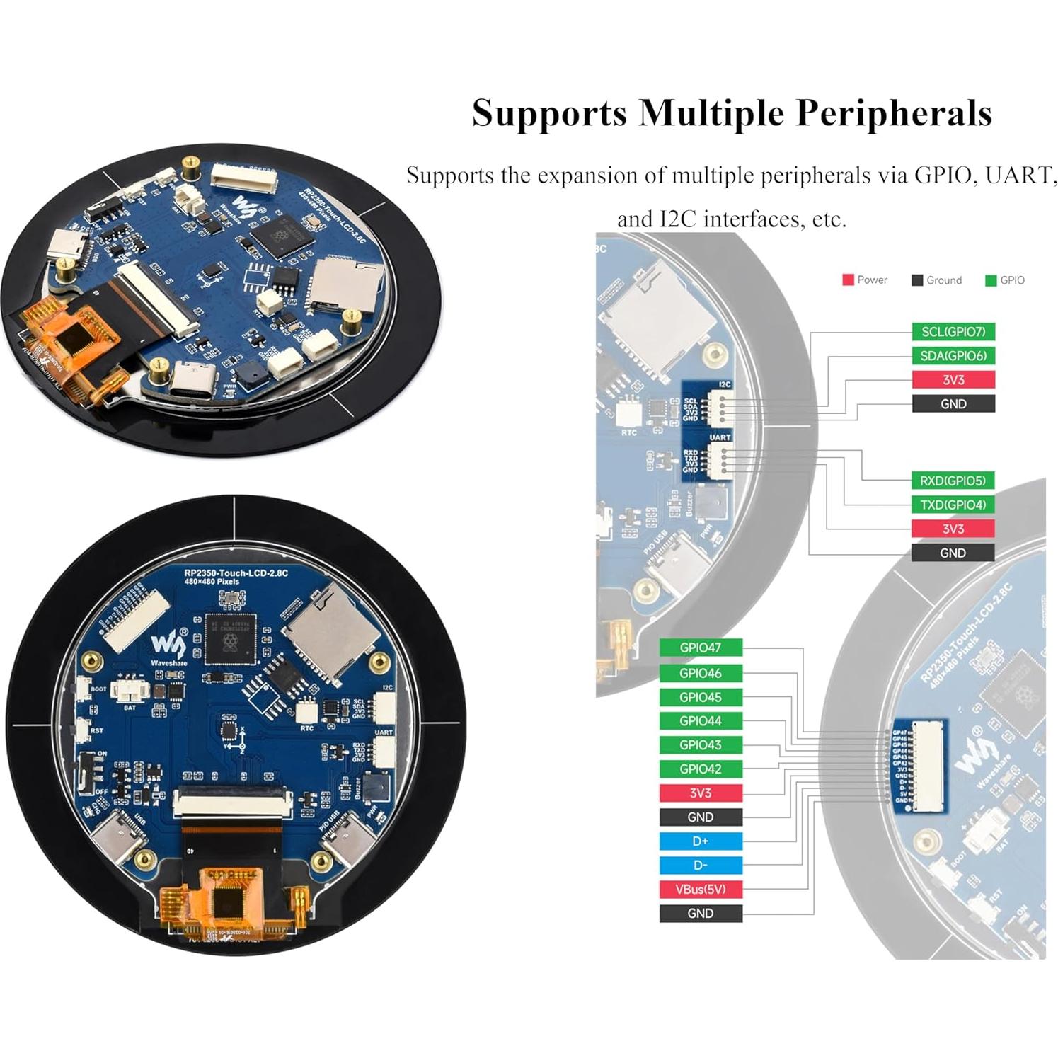 Placa de Desarrollo RP2350B con Pantalla Táctil 2.8" LCD