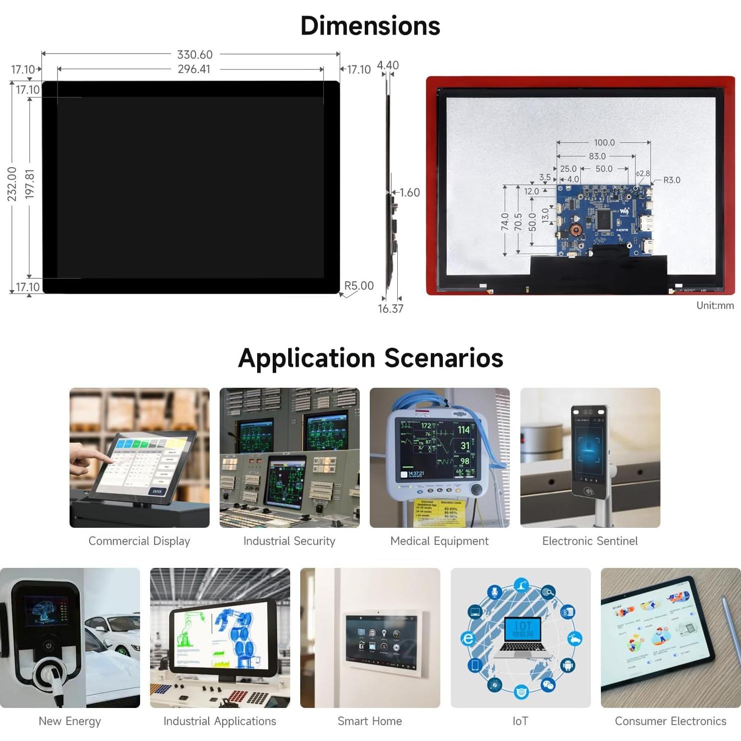 Pantalla Táctil Capacitiva 14" Waveshare 2K 2160x1440