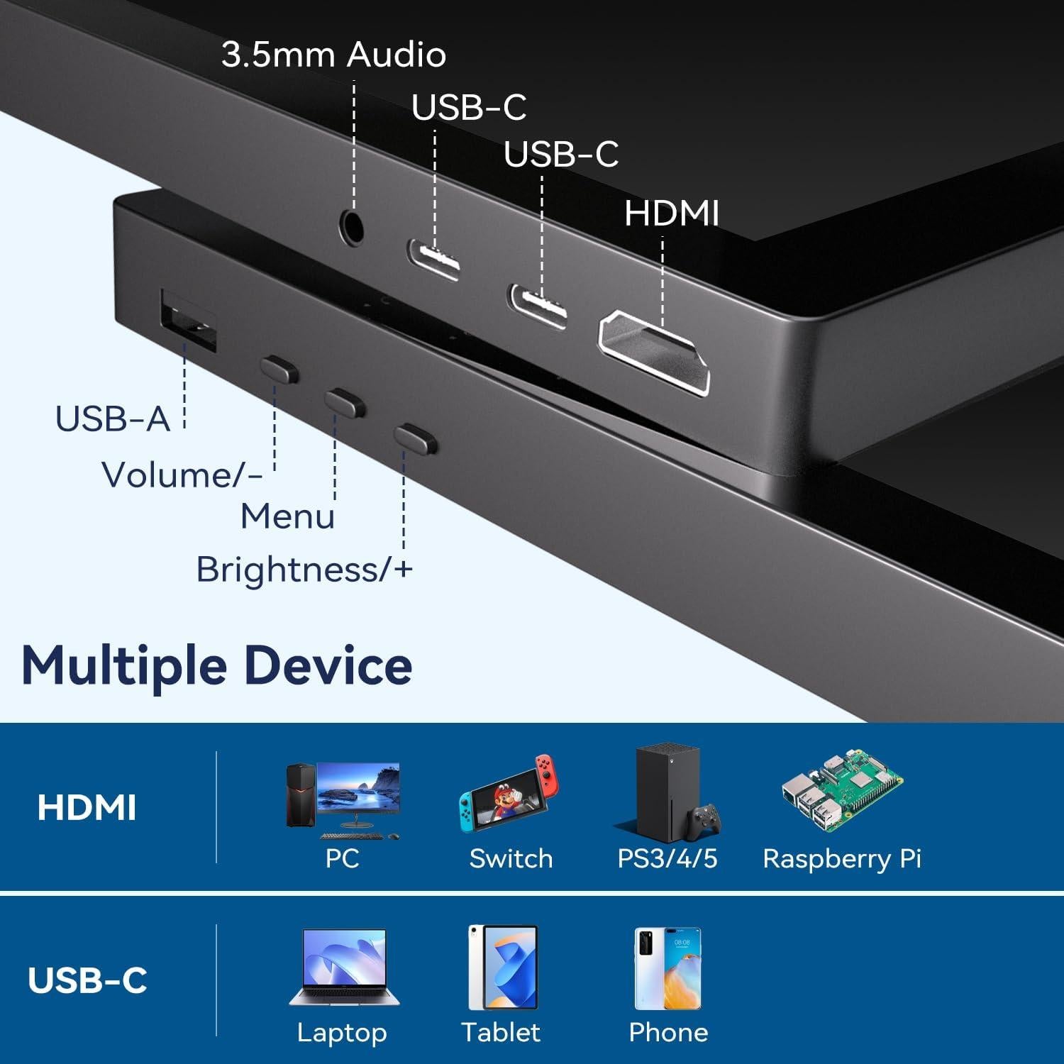 Monitor portátil táctil 10.1" IPS 1920x1080 Kenowa HD-101