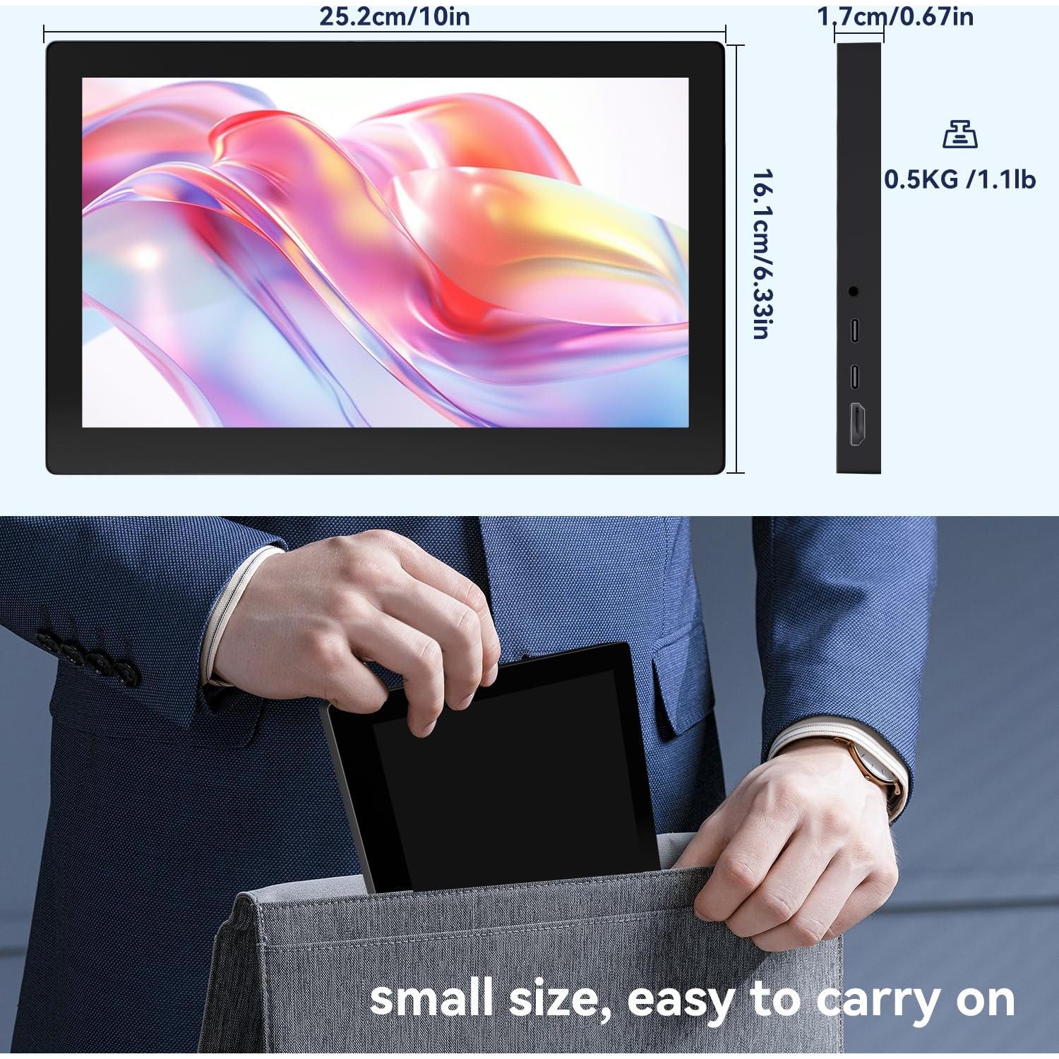 Monitor portátil táctil 10.1" IPS 1920x1080 Kenowa HD-101