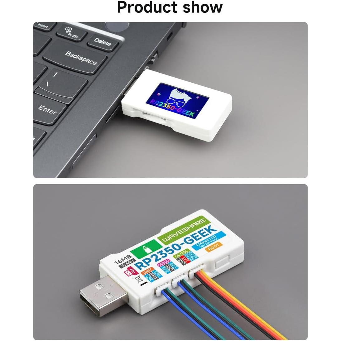 Placa de Desarrollo Waveshare RP2350-GEEK con Pantalla LCD 1.14"