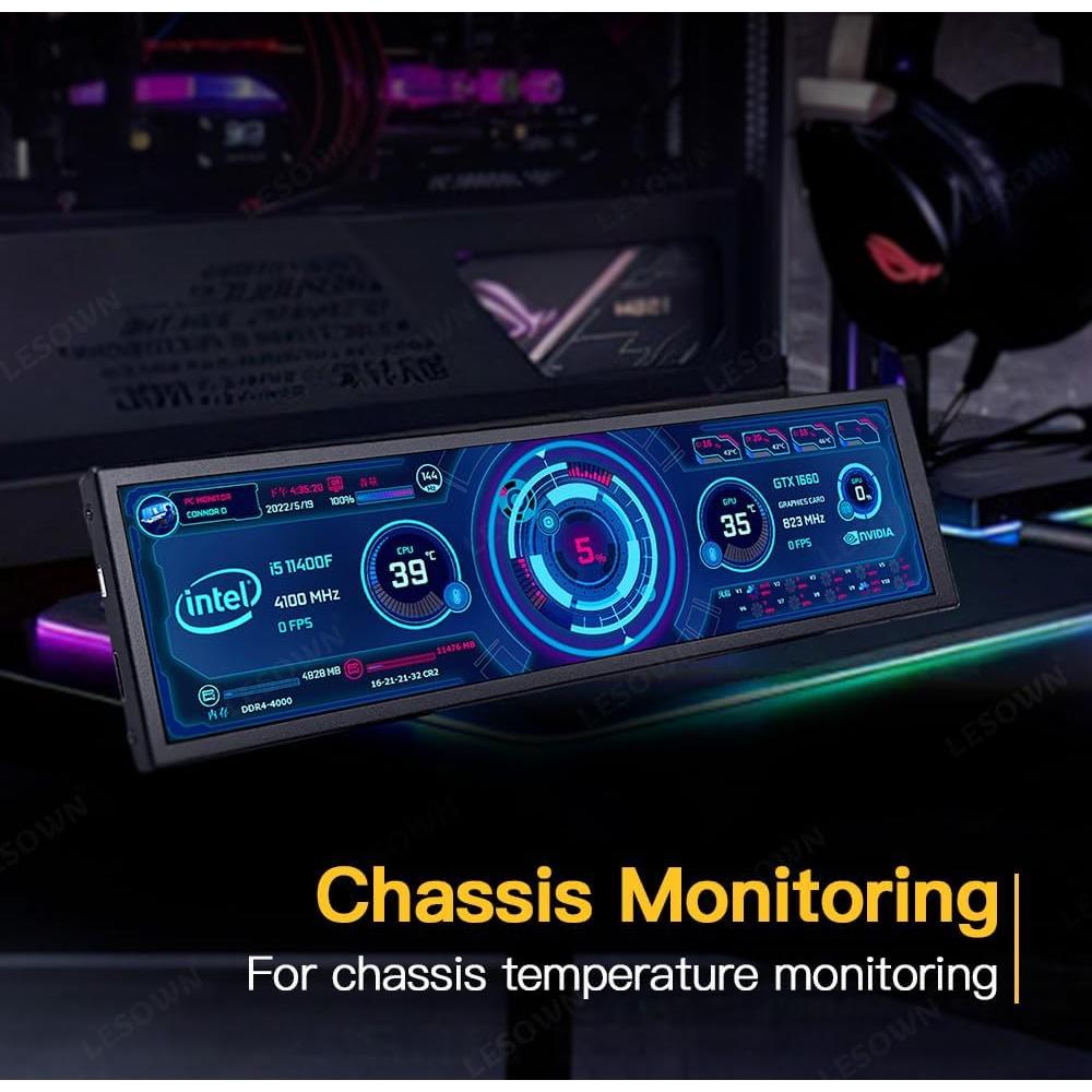 Monitor LCD 8.8" LESOWN AIDA64 para Raspberry Pi 1920x480