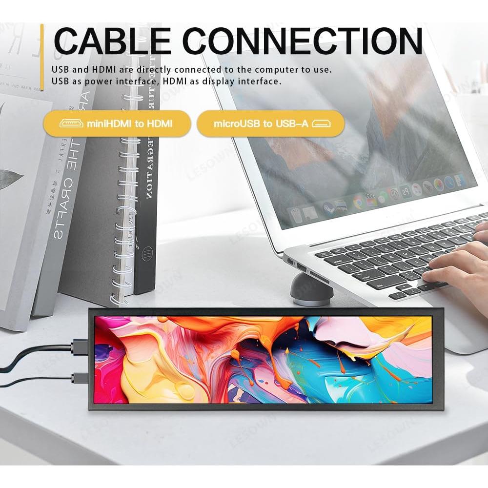 Monitor LCD 8.8" LESOWN AIDA64 para Raspberry Pi 1920x480