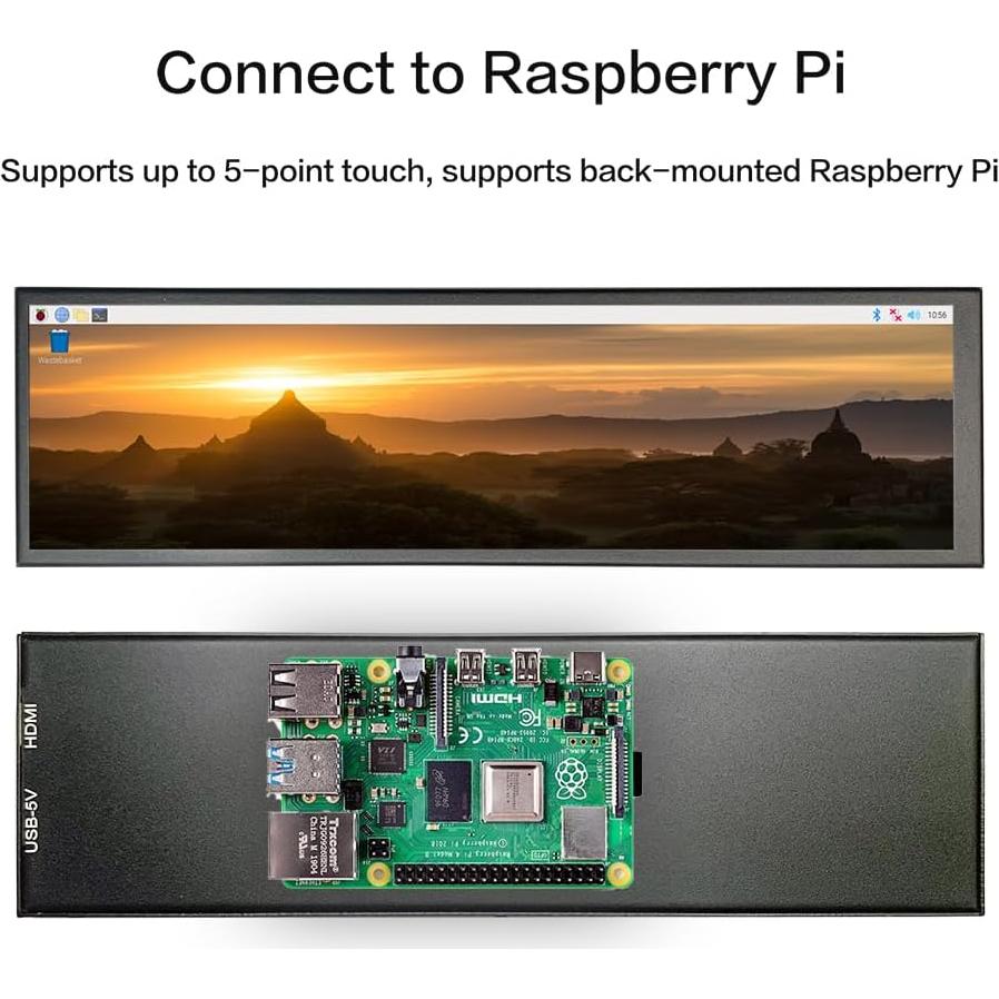 Monitor LCD 8.8" LESOWN AIDA64 para Raspberry Pi 1920x480