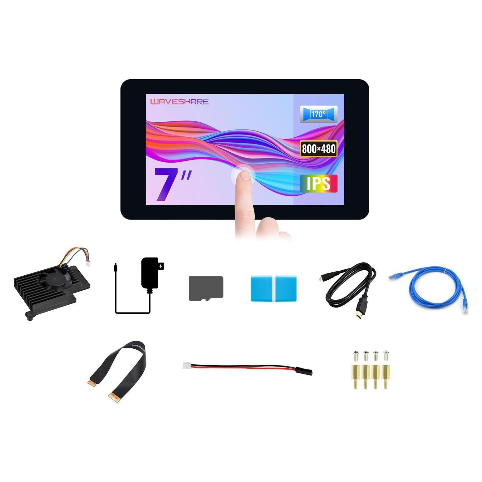 Accesorios de Pantalla Waveshare B para Raspberry Pi 5 - LCD 7" + 64GB TF