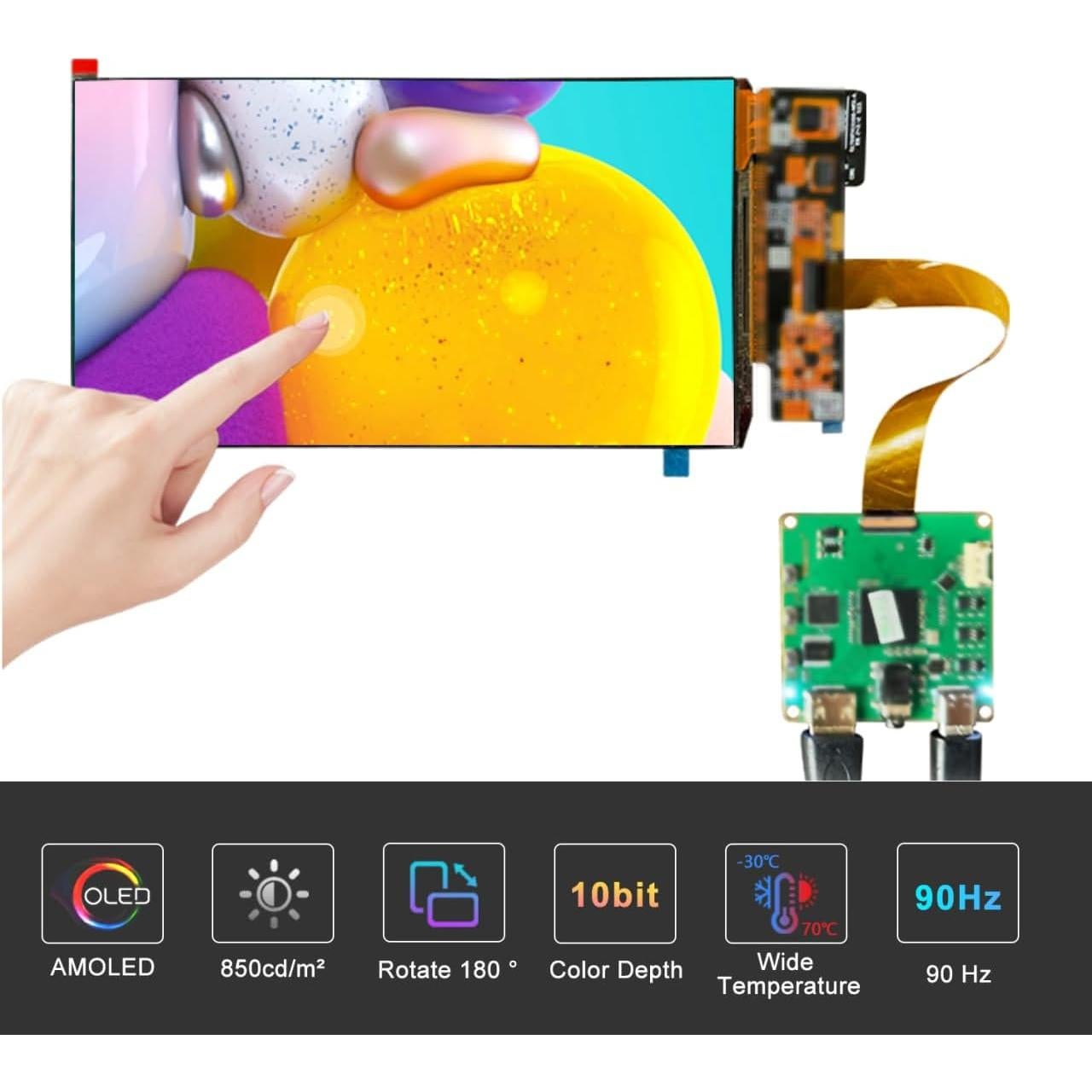 Pantalla AMOLED 7" FHD 90Hz 850 Nits Wisecoco Táctil