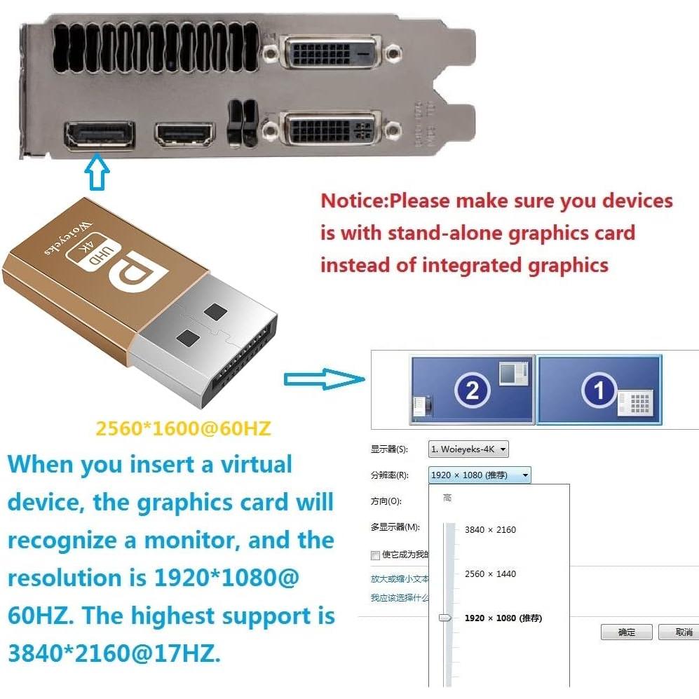 Conector Dummy DisplayPort 4K Woieyeks Paquete de 8