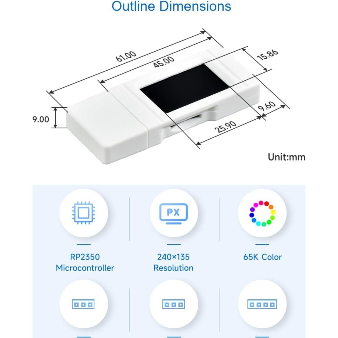 Placa de desarrollo Waveshare RP2350-GEEK con LCD 1.14"