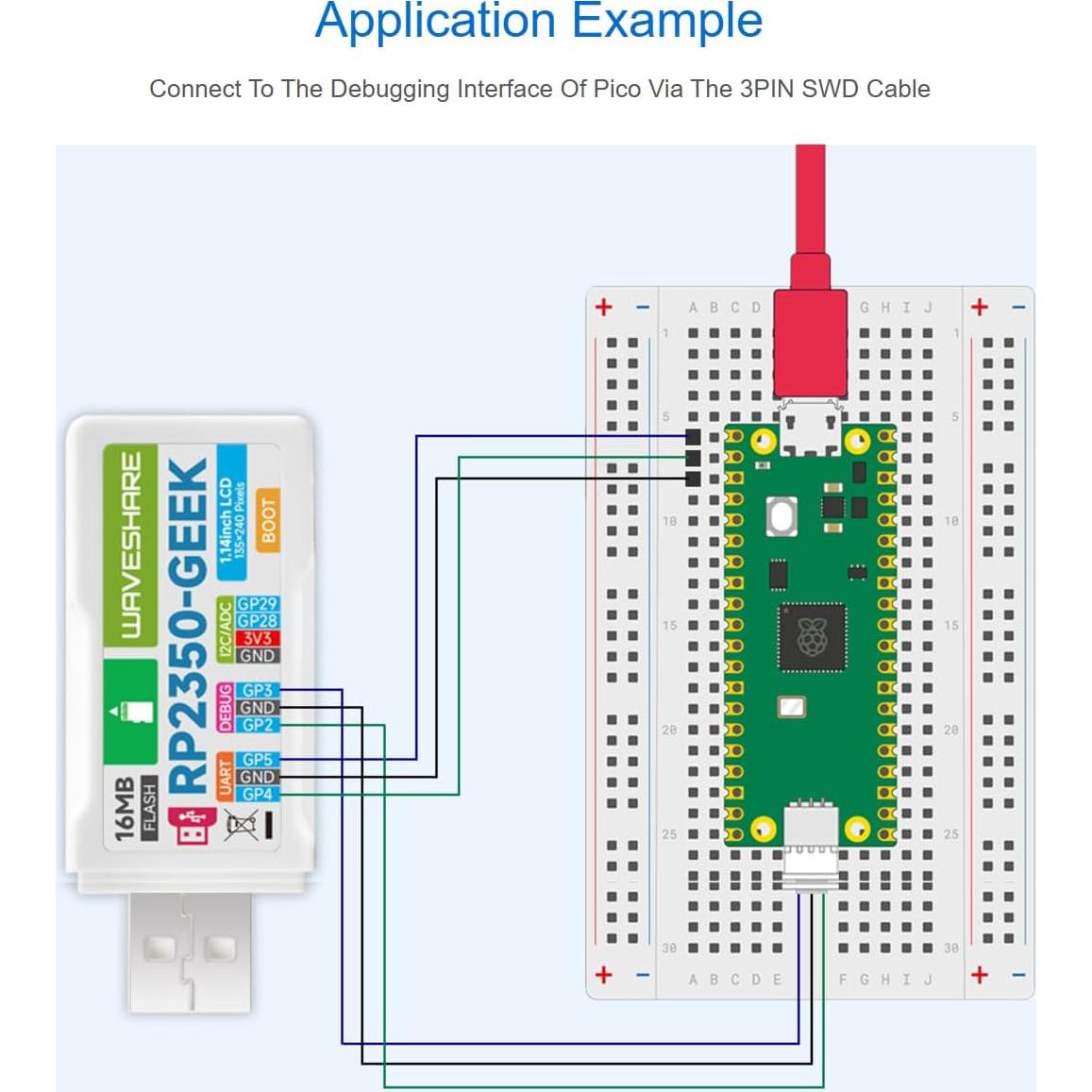 Placa de desarrollo Waveshare RP2350-GEEK con LCD 1.14"