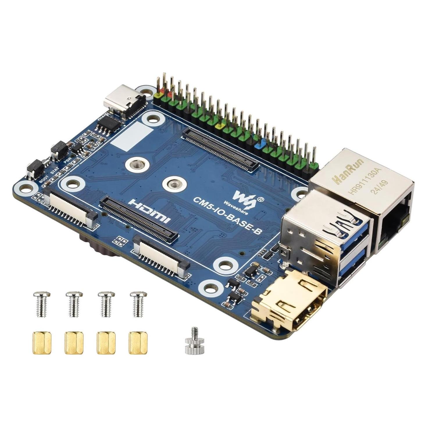 Placa Base Waveshare CM5-IO-BASE-B para Raspberry Pi 5, 4K HDMI