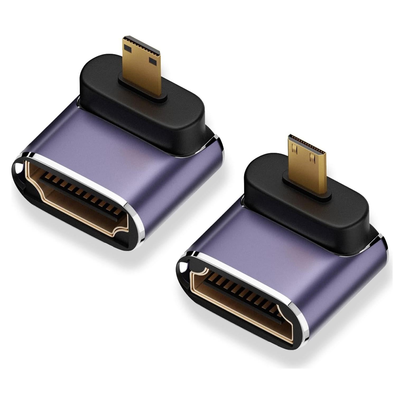 AreMe 8K Micro HDMI to HDMI Adapter (2 Pack), Up and Down 90 Degree Right Angle Micro HDMI Converter Connector for Sony A6000, Raspberry Pi 4, GoPro Hero 7 and Other Sport Camera