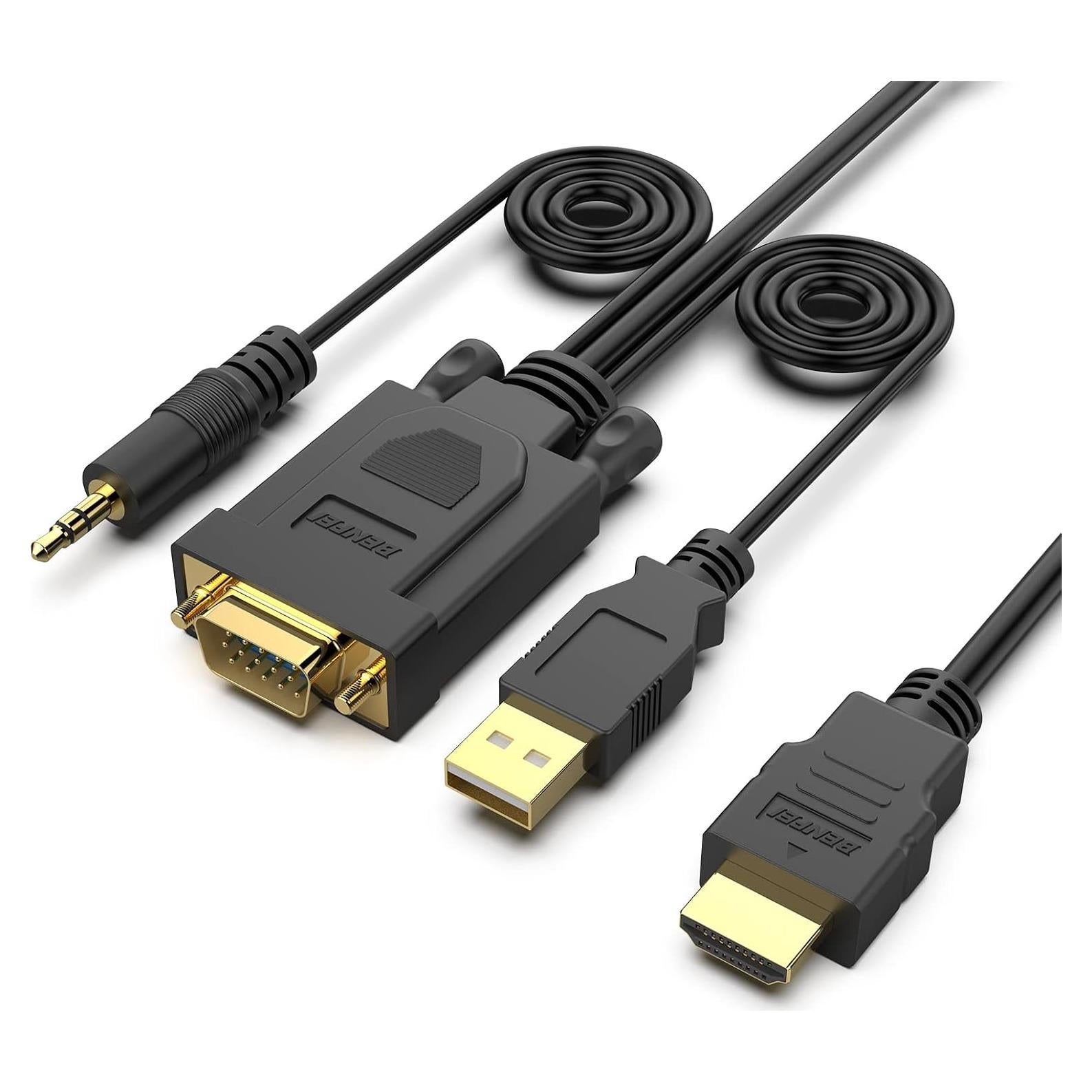 Cable HDMI a VGA Benfei 3.05m con audio y alimentación