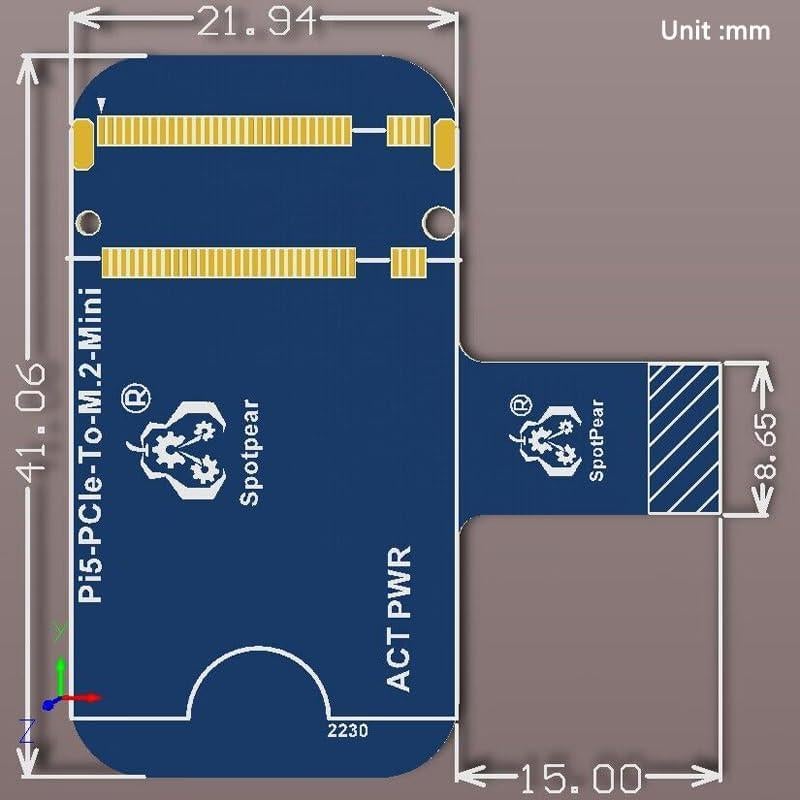 Placa HAT PCIe a M.2 NVMe SSD Spotpear para Raspberry Pi 5