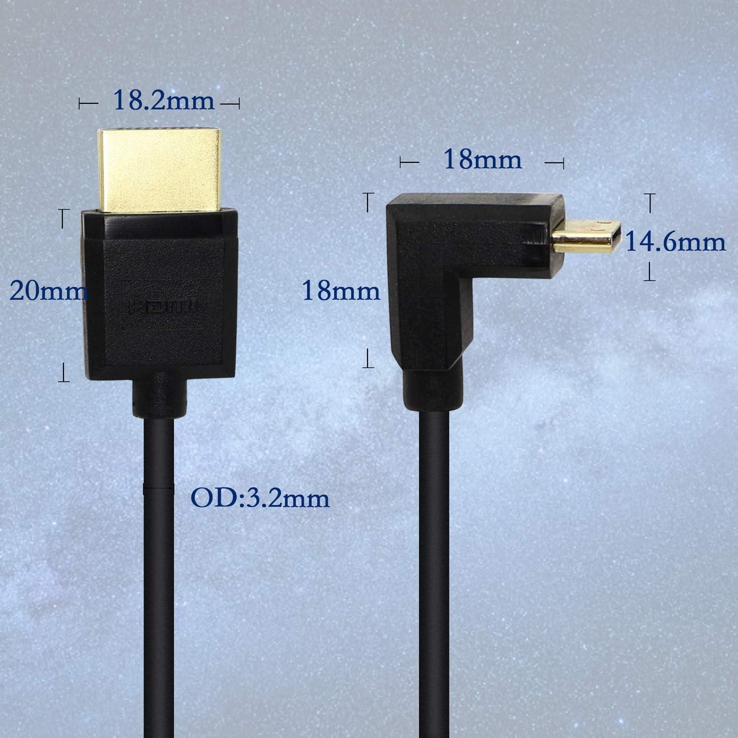 Cable Mini HDMI a HDMI 15cm YOUCHENG 4K 60Hz Ángulo Recto