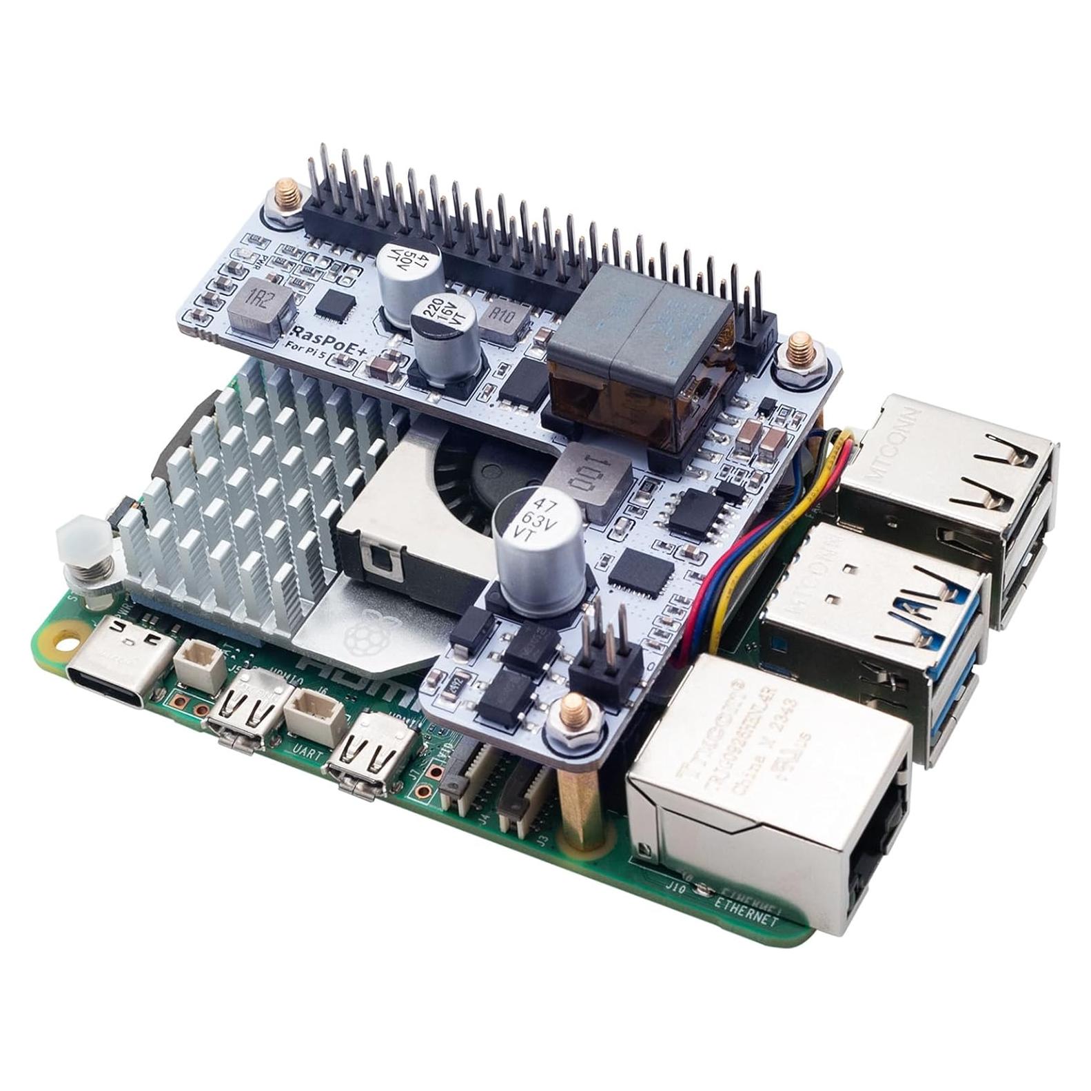 Placa de Expansión PoE+ obogom para Raspberry Pi 5 5.1V 4.5A