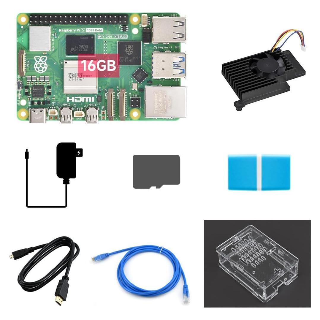 Kit de Inicio Waveshare Raspberry Pi 5 16GB + TF 64GB + Accesorios
