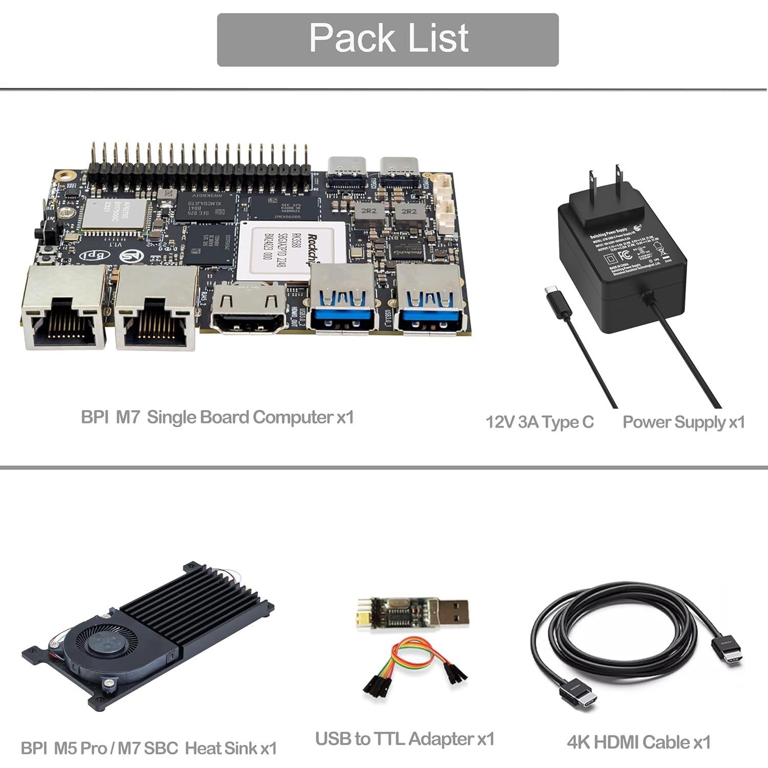 Banana Pi BPI-M7 LPDDR4x 16GB Computadora Placa Única
