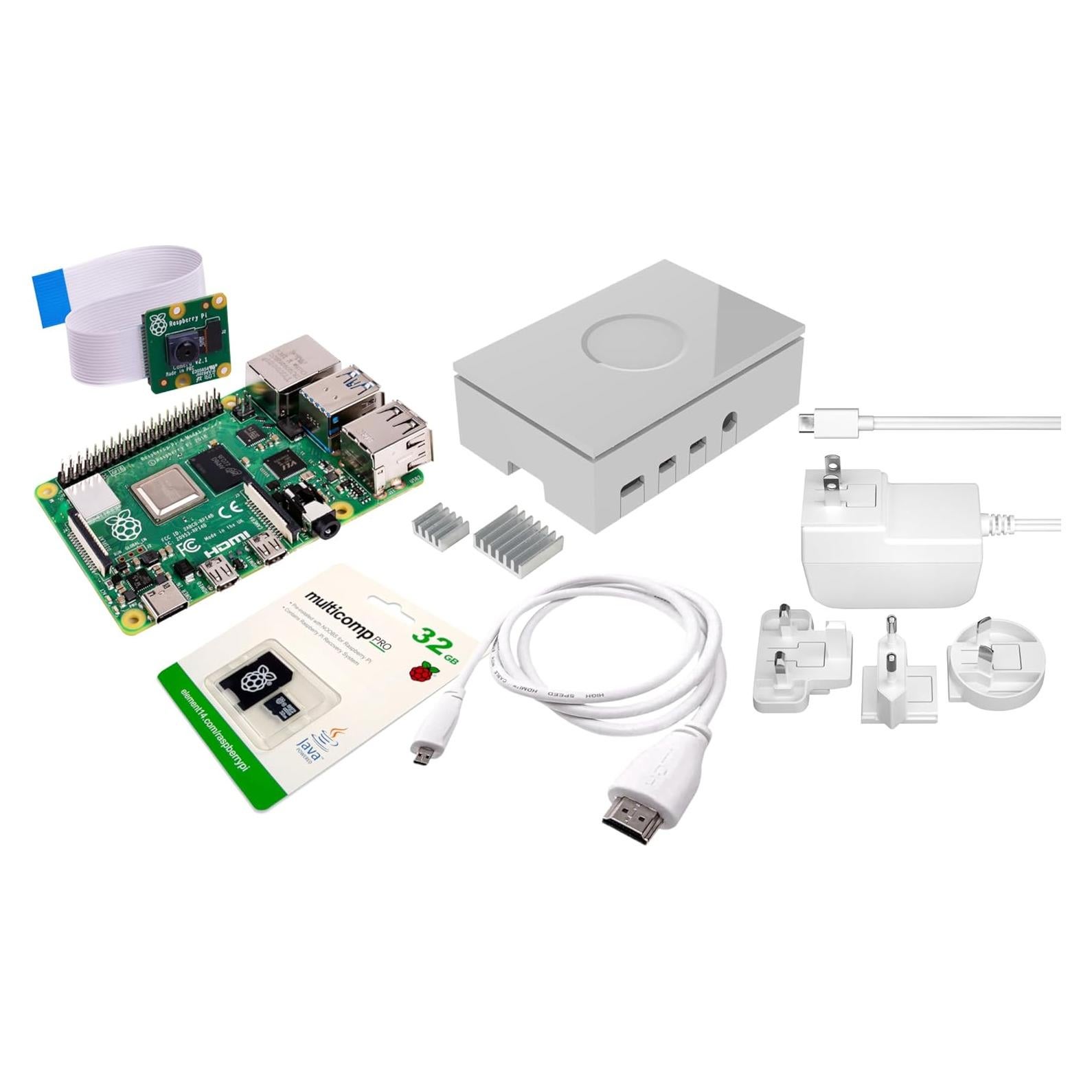 Kit de Inicio Raspberry Pi 4 B 8GB + Cámara V2 8MP - Blanco