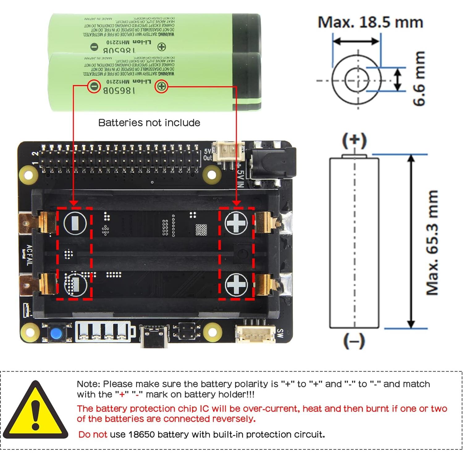 UPS Geekworm X728 para Raspberry Pi 4 - 5.1V 6A con Adaptador