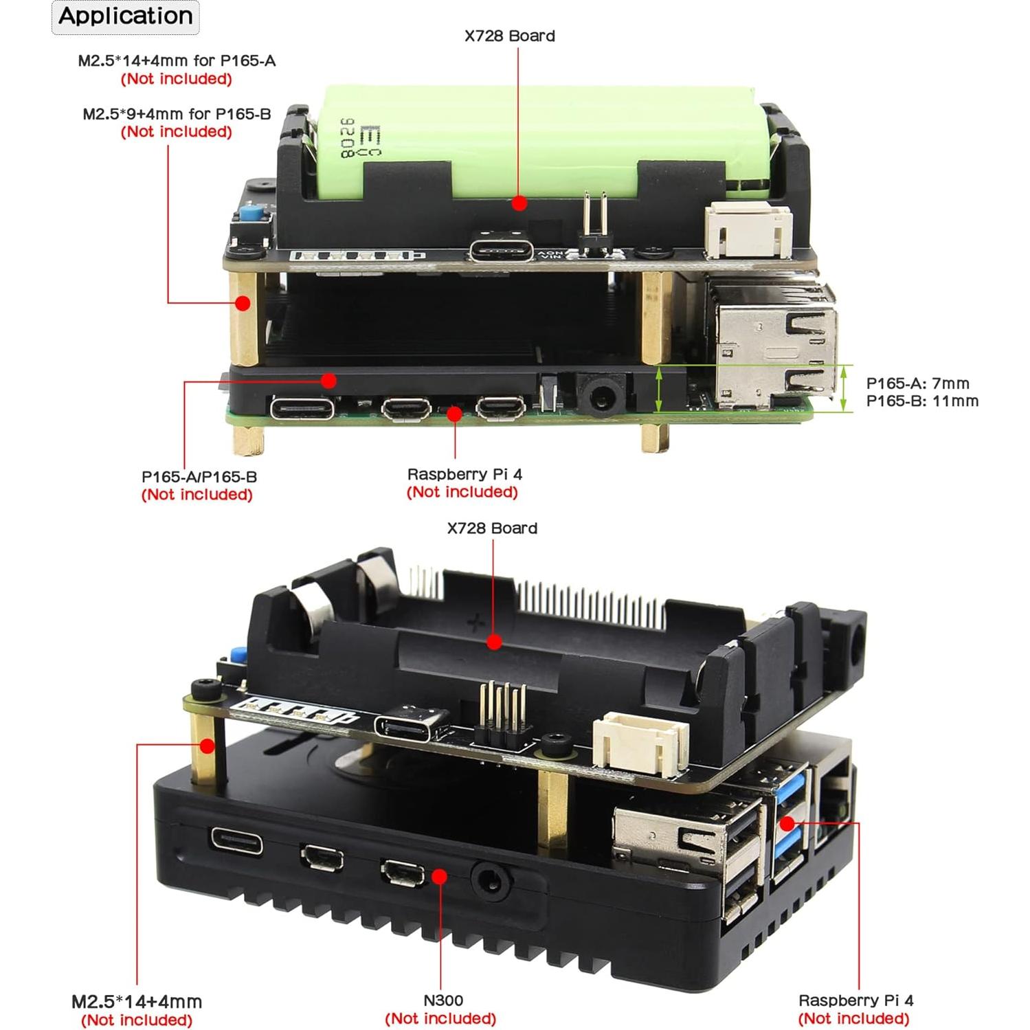 UPS Geekworm X728 para Raspberry Pi 4 - 5.1V 6A con Adaptador