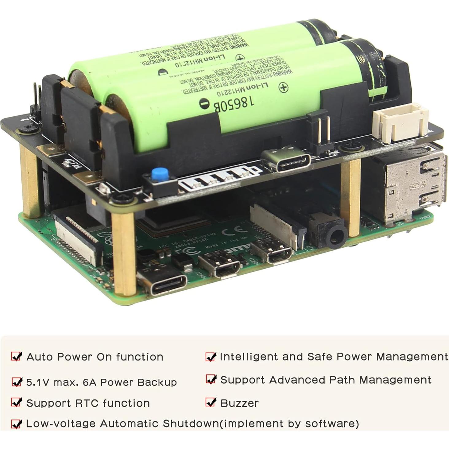 UPS Geekworm X728 para Raspberry Pi 4 - 5.1V 6A con Adaptador