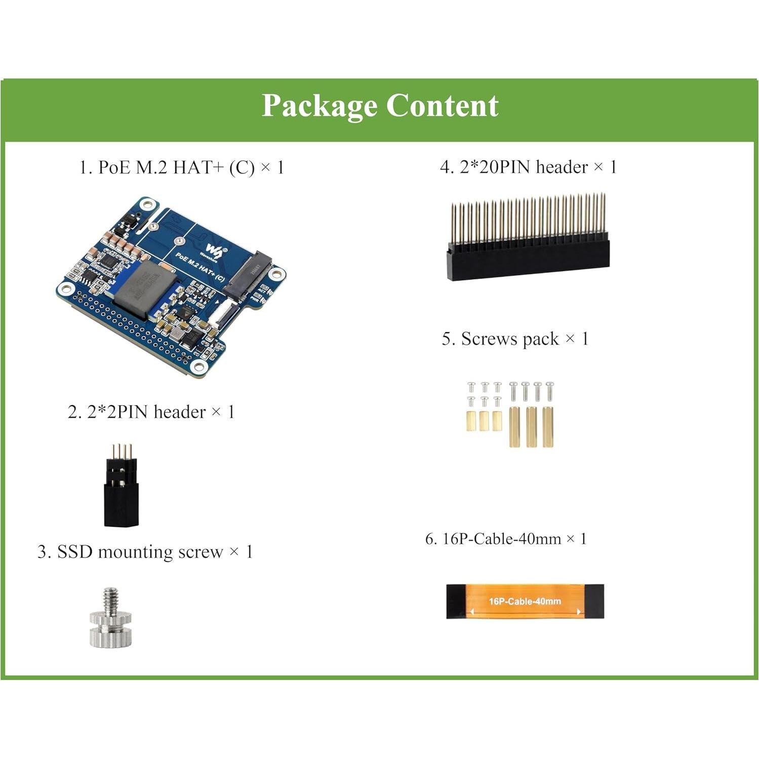 Adaptador PCIe a M.2 PoE Wonrabai para Raspberry Pi 5