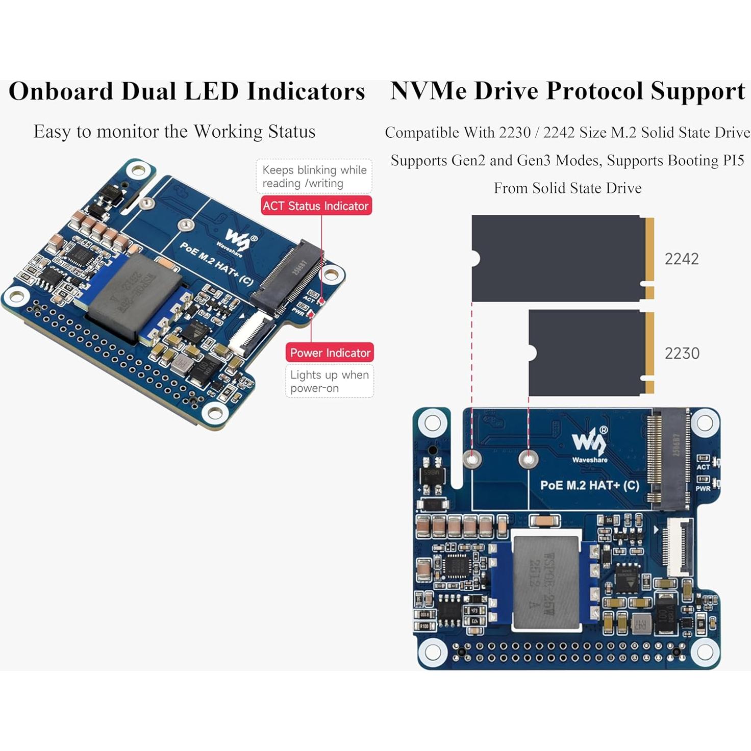 Adaptador PCIe a M.2 PoE Wonrabai para Raspberry Pi 5