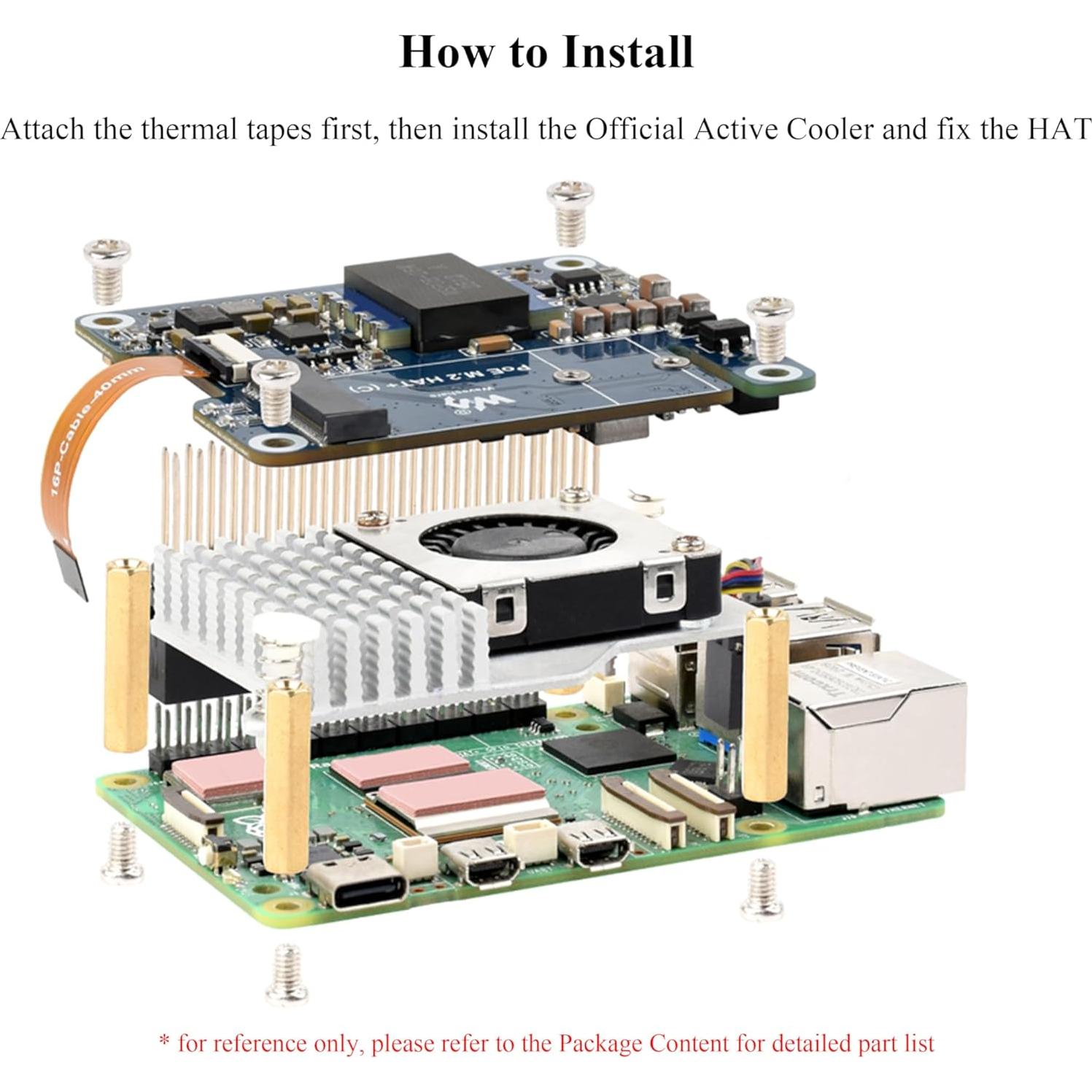 Adaptador PCIe a M.2 PoE Wonrabai para Raspberry Pi 5