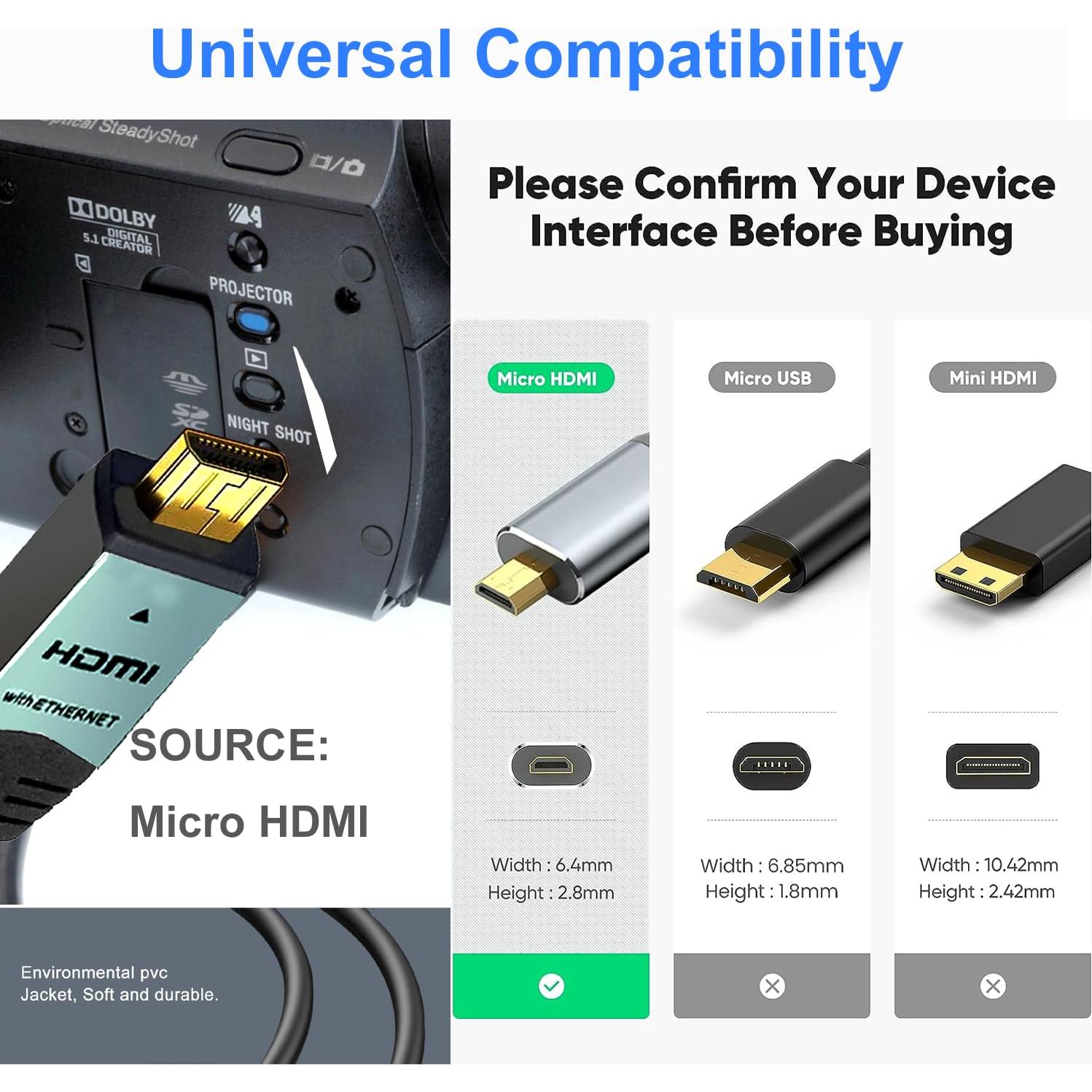 Cable Micro HDMI a HDMI 9.14m LJ 4K Ultra HD 60Hz Compatible