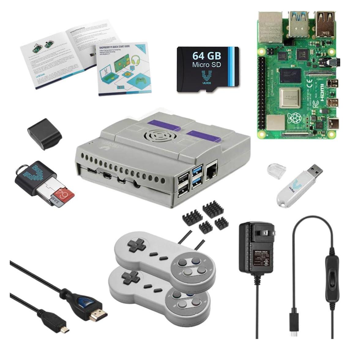 Kit de Juegos Retro Vilros Raspberry Pi 4 4GB con 2 Controladores USB