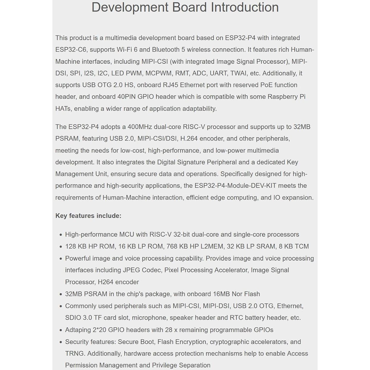 Placa de Desarrollo ESP32-P4-Module XYGStudy Wi-Fi 6 Bluetooth 5