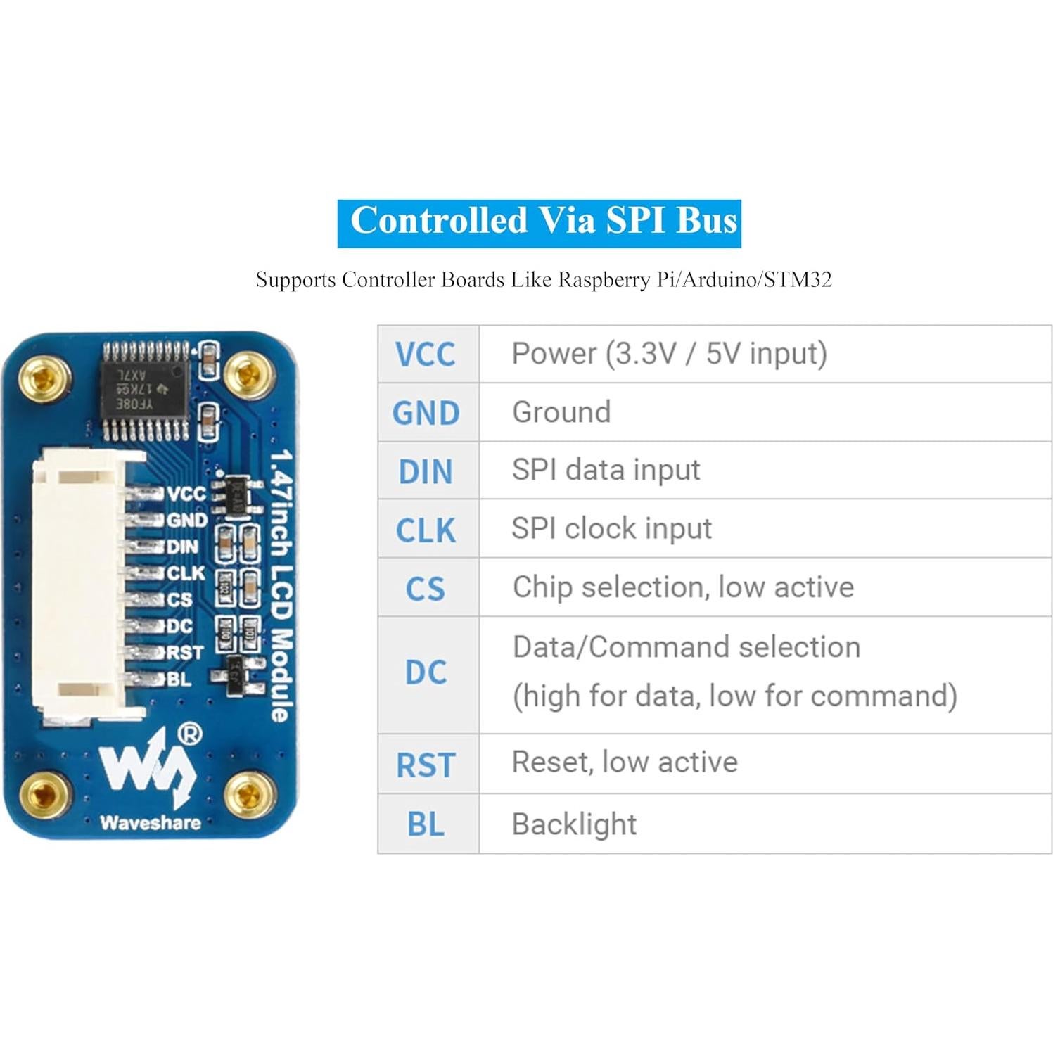Módulo Pantalla LCD 1.47" UeeKKoo 172x320 IPS SPI