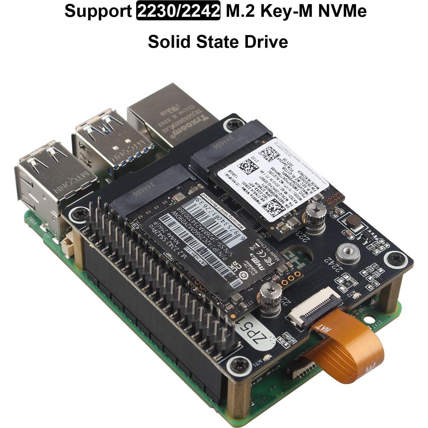 Adaptador ZDE ZP518 PCIe Doble M.2 NVMe para Raspberry Pi 5