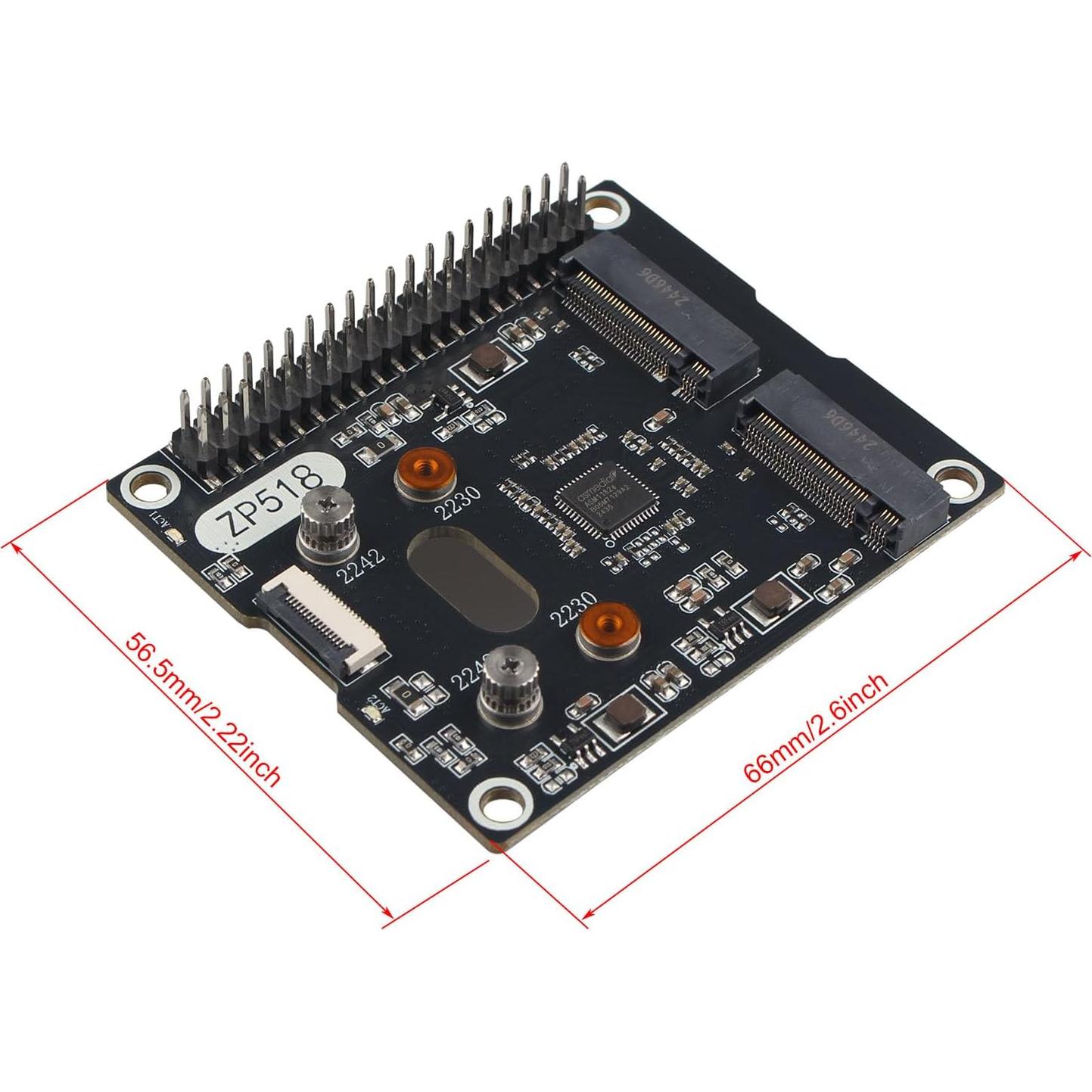 Adaptador ZDE ZP518 PCIe Doble M.2 NVMe para Raspberry Pi 5