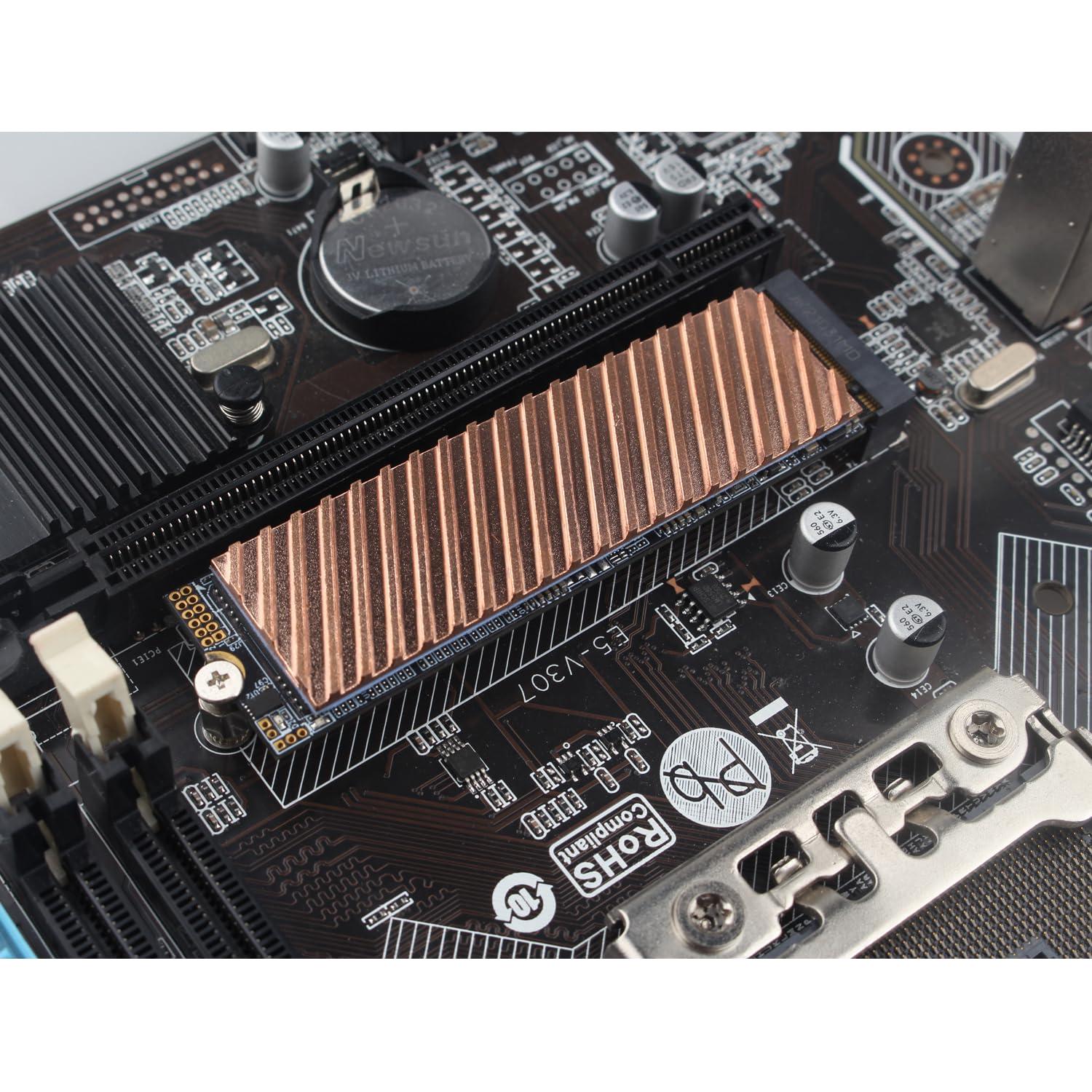 Disipador de Calor M.2 SSD ZDE Cobre 70x20x2mm con Almohadilla Térmica